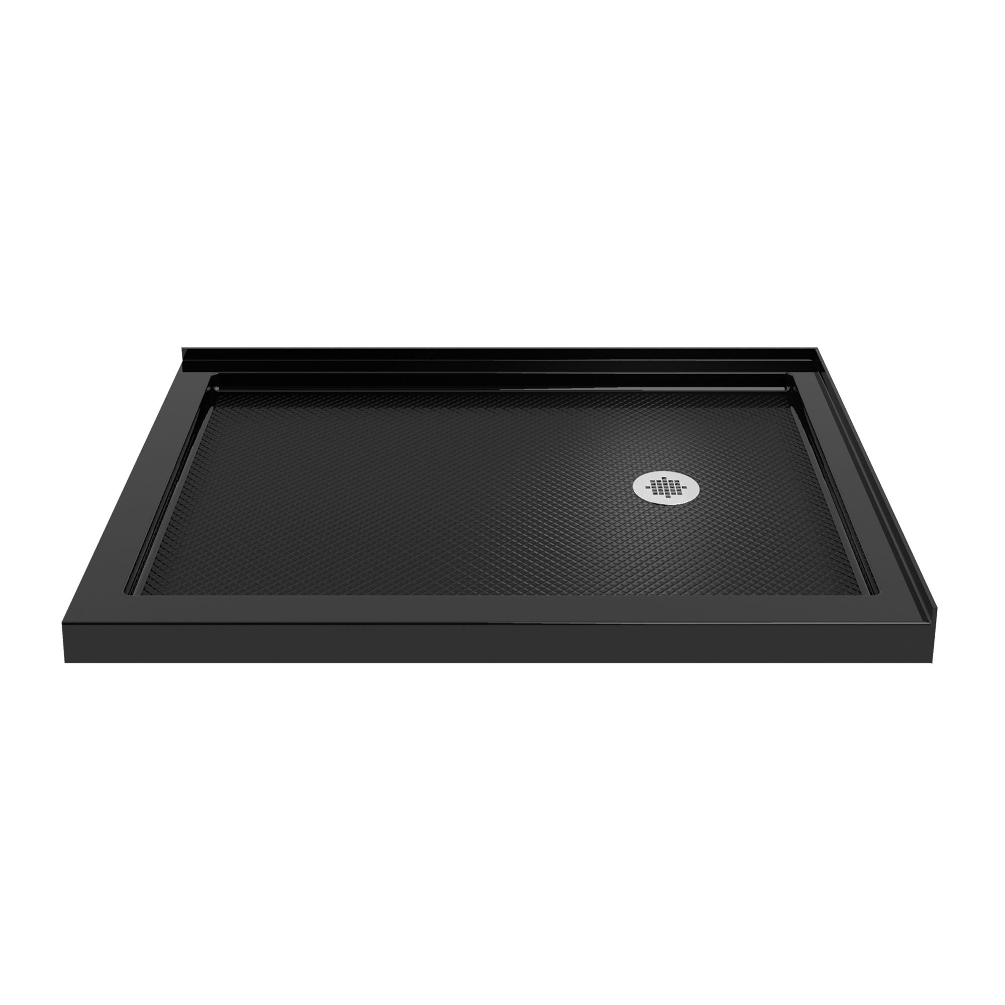 DreamLine SlimLine 36 in. D x 60 in. W x 2 3/4 in. H Right Drain Double Threshold Shower Base in Black, DLT-1036602-88