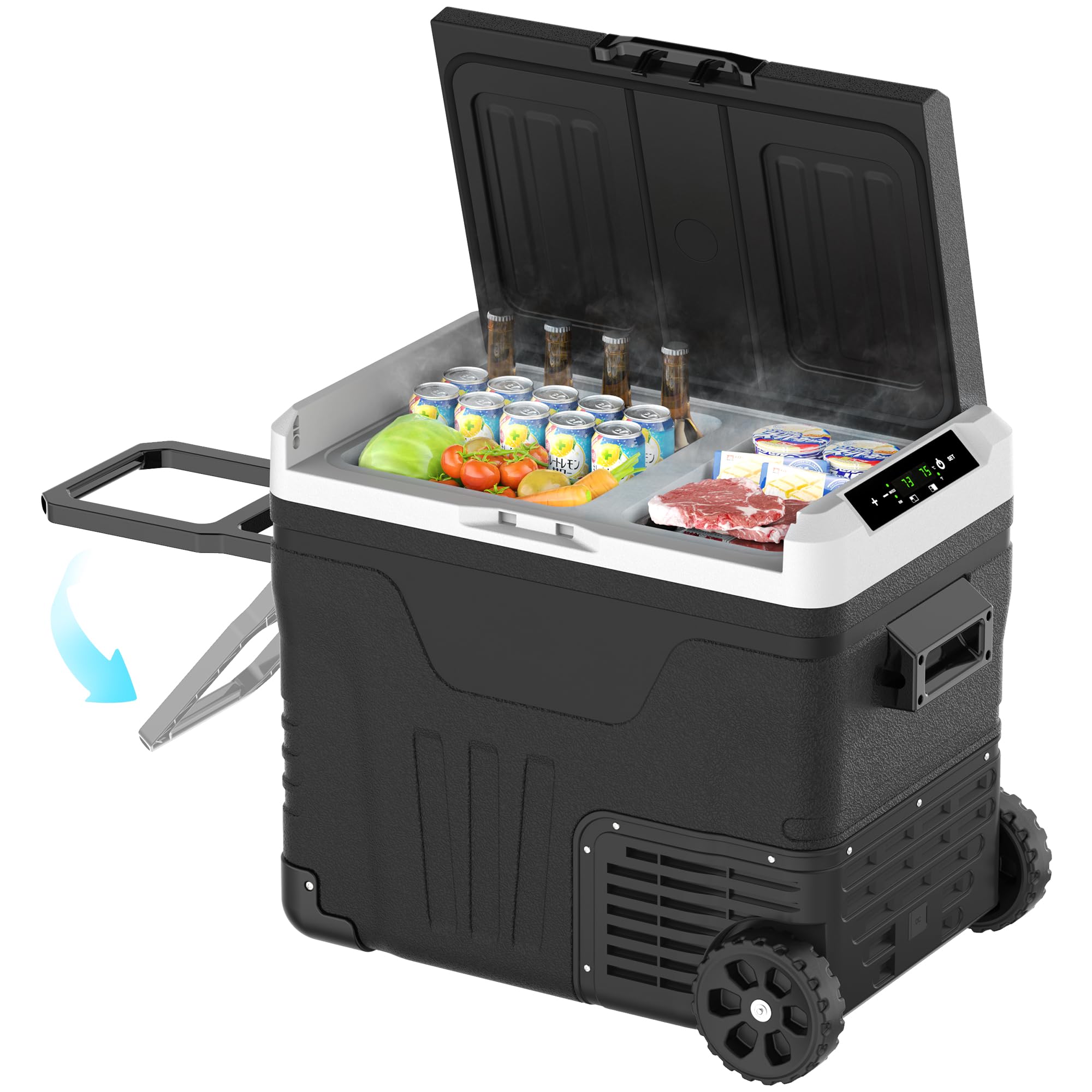 Amazon.co.jp: EUHOMY 車載冷蔵庫 46L ポータブル冷蔵庫 2室独立温度