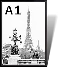 Stunning Large A1 Photo Poster Certificate Frame (59.4 x 84.1 cm) with Backboard and Styrene Included for Portrait and Landscape Display Wall Hanging -Black