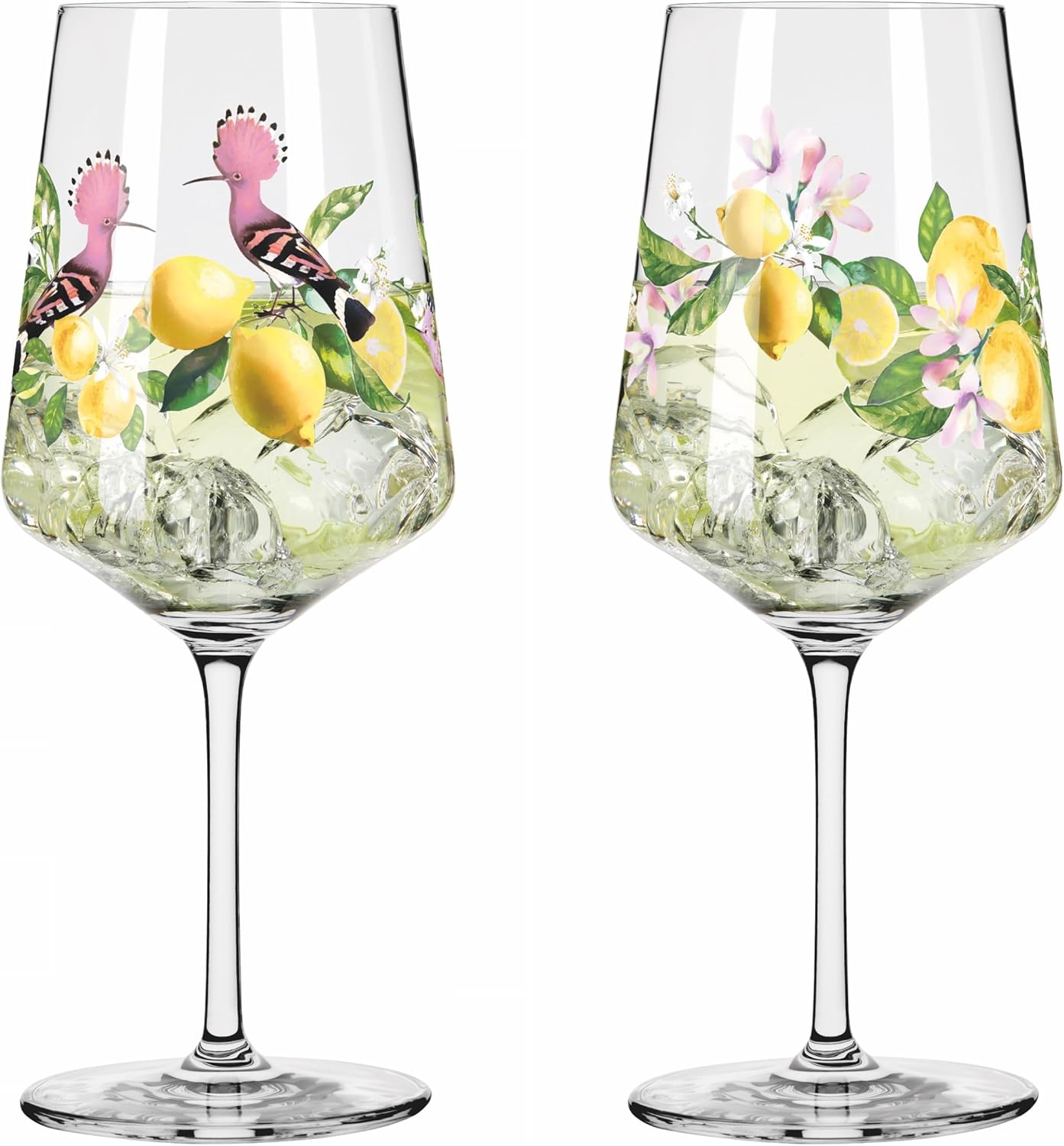 RITZENHOFF 6041005 Aperitif Glass 500 ml Set of 2 Summer Dew Series for Splashes, spritzers, Lemon Motif, Made in Germany, Yellow, Green, Pink