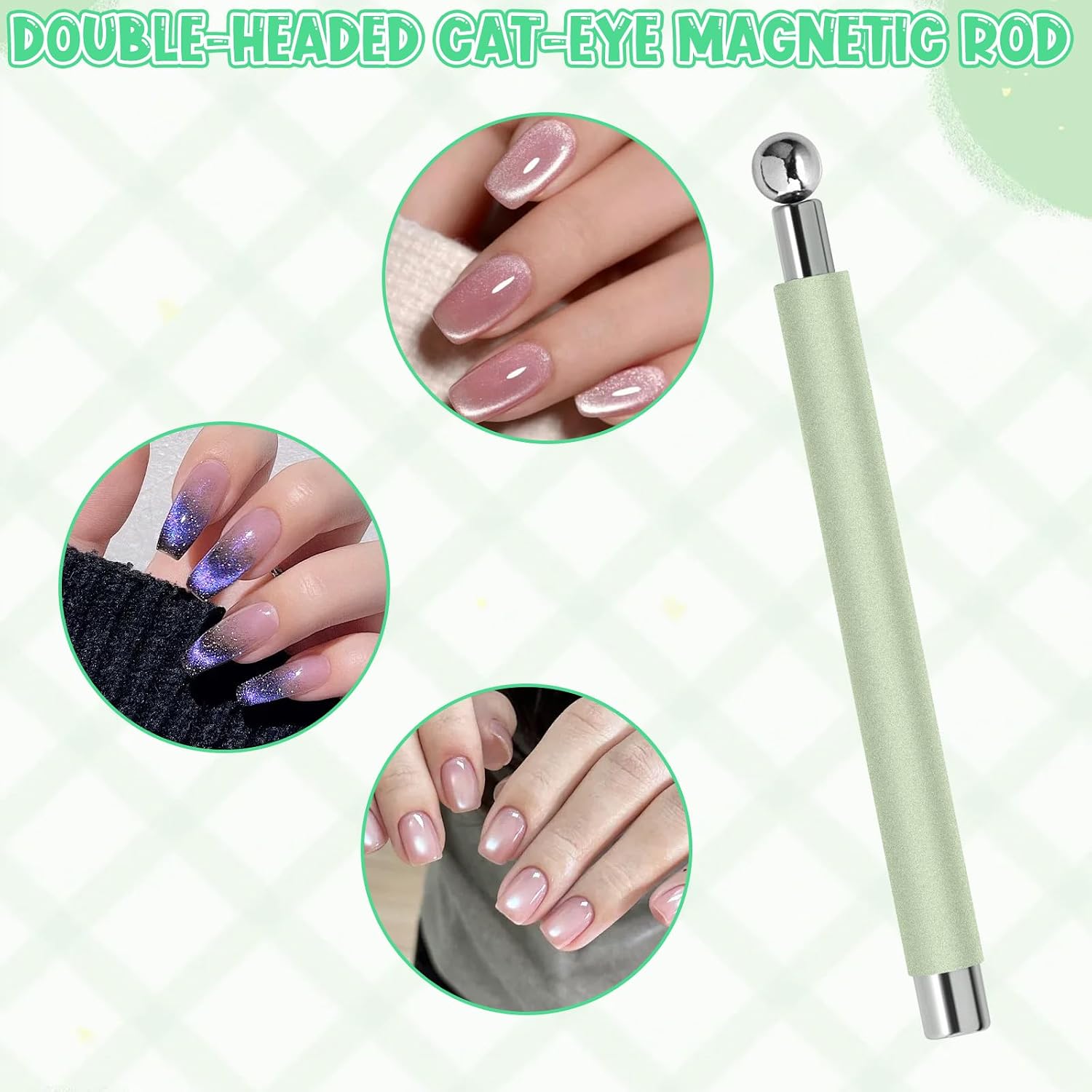 4Pcs Cat Eye Nail Magnet Kit, 3-in-1 Magnet with Dual-Ended Pen & 2Pcs Bunny Guides for Gel Polish - Create Stunning Cat Eye & 3D Nail Art Designs Salon or at Home