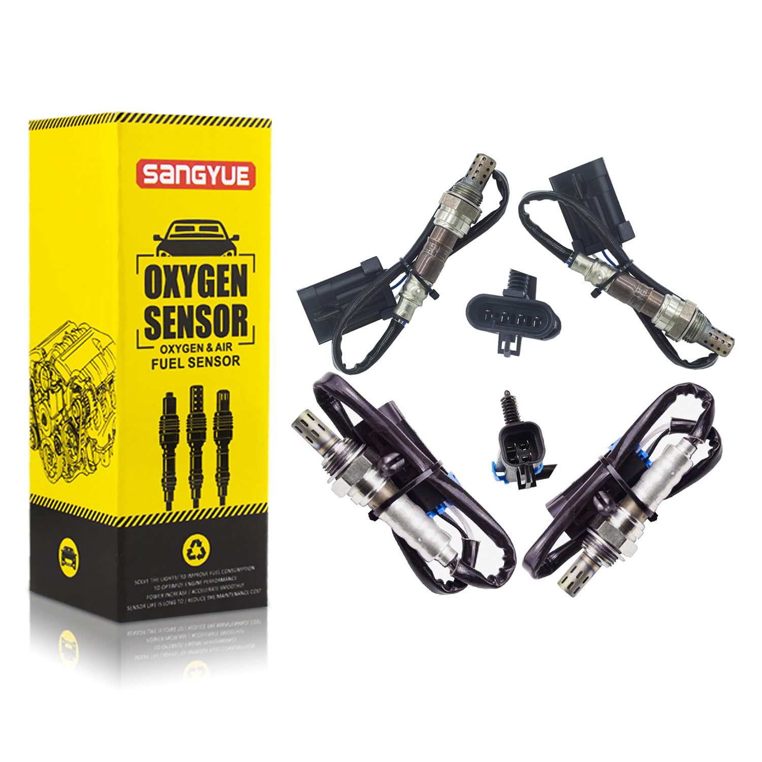 Sangyue 4PCS Oxygen O2 Sensor 1 & 2 for 2000-2001 Chevrolet Silverado 1500 Suburban 1500 GMC Sierra 1500 (Exc. Canada Built Vehicle) Upstream +