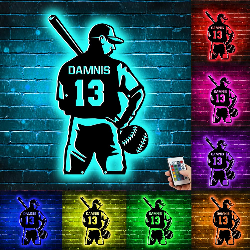 Lampe De Baseball Personnalisée – Cadeau Unique Pour Joueurs, Fans Et Amateurs De Sport, Veilleuse LED à Intensité Variable
