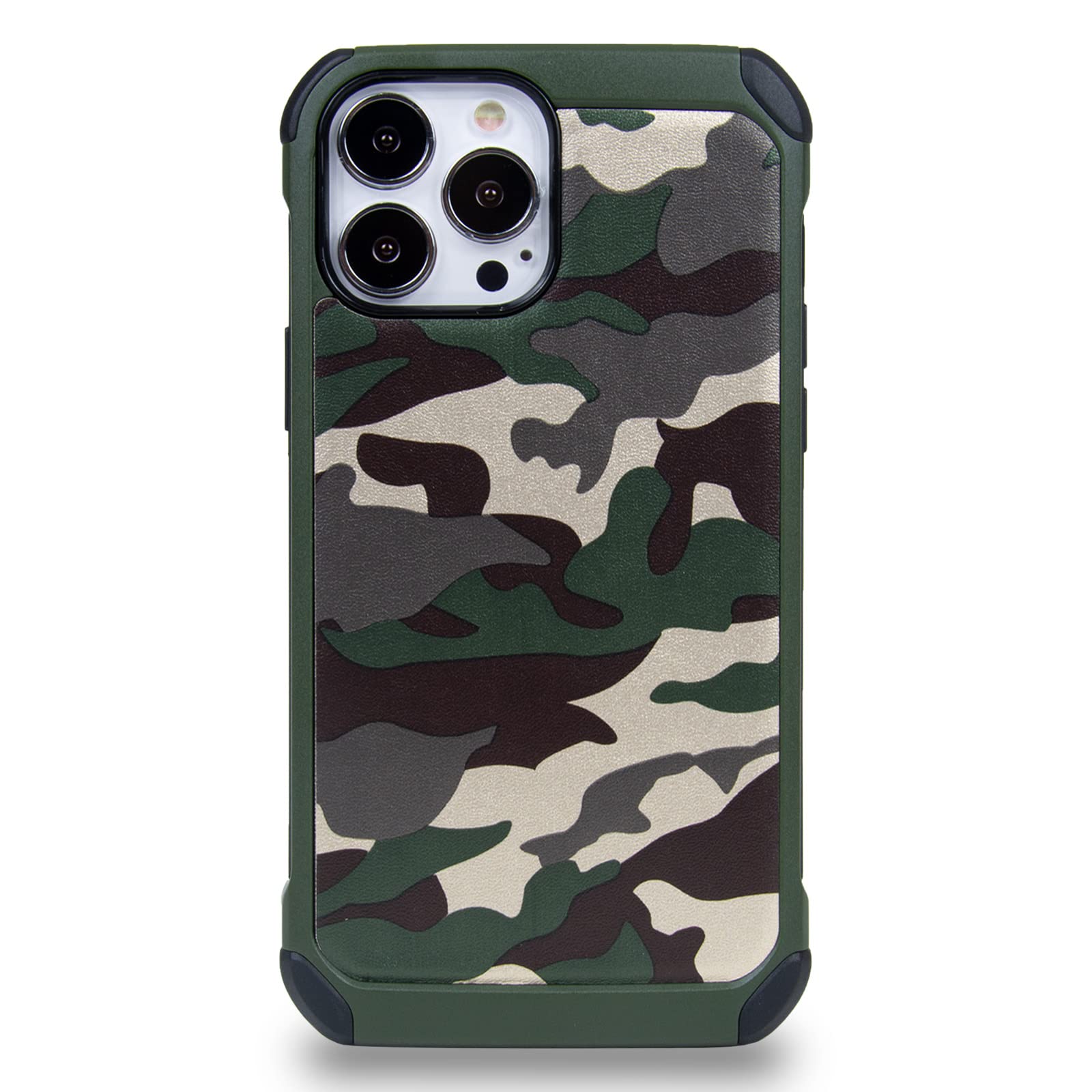 ChanroyCHANROY- Compatible with iPhone 15 Pro Max(6.7 inch) Case,Camo Series PC+TPU Hybrid Double Protection Shockproof Dustproof Tough Hard Case(Camo Green)