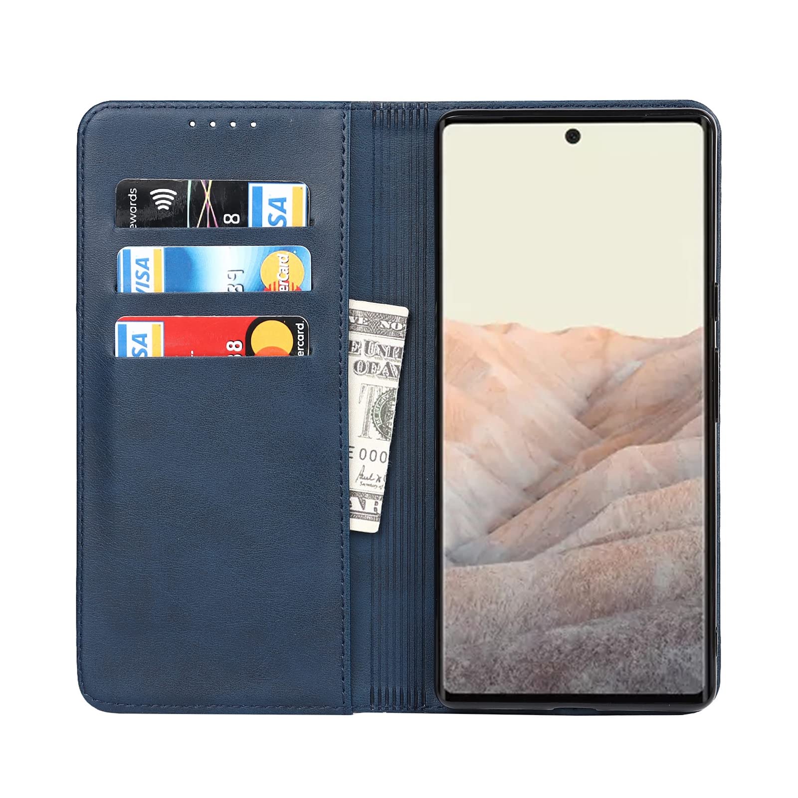 SHIEID Custodia per Google Pixel 6 PRO Cover, Google Pixel 6 PRO Custodia Pelle Setosa Custodi Protettiva in con Magnetica Ultrasottile Flip Case per Google Pixel 6 PRO, Blu