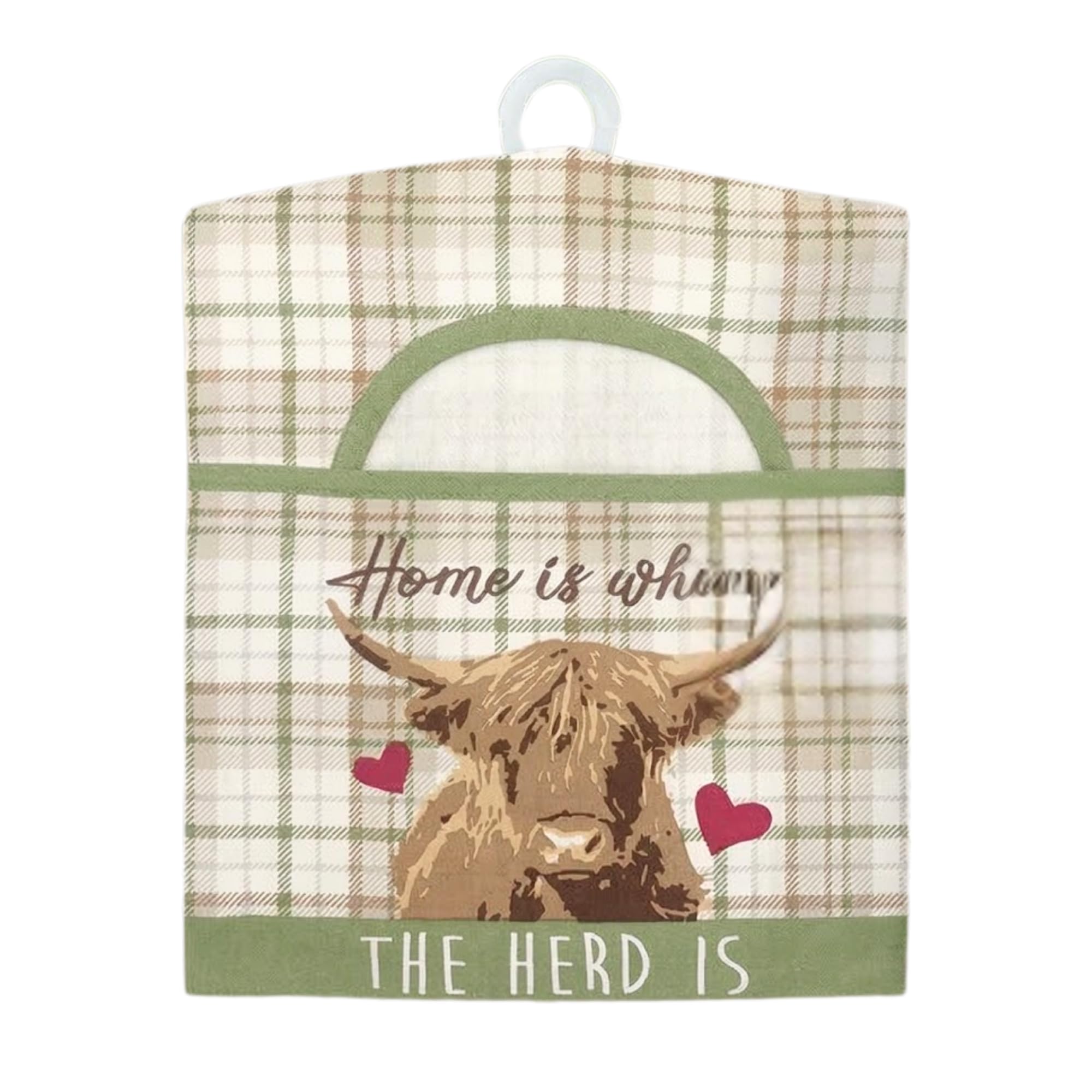 B4E 100% Cotton Peg Bags with Double Hanger, 4 Variants, Bee Countryside Wildlife Farmhouse Designs, Spacious Storage for Clothes Pegs (Highland Cow Design)