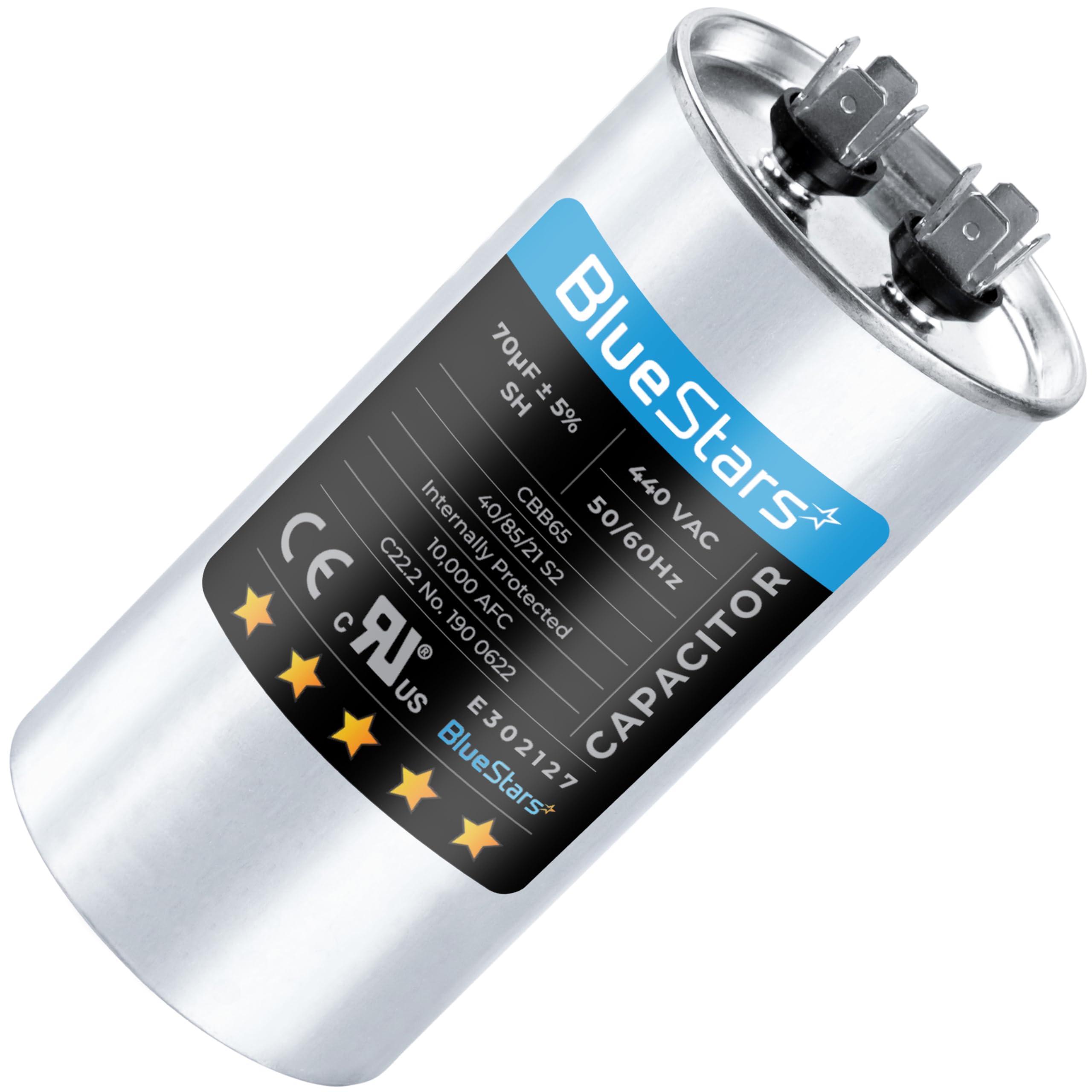 70 uf 370-440VAC Volts ±5% Round Run Capacitor 50/60 Hz AC Electric Replacement Part by Blue Stars