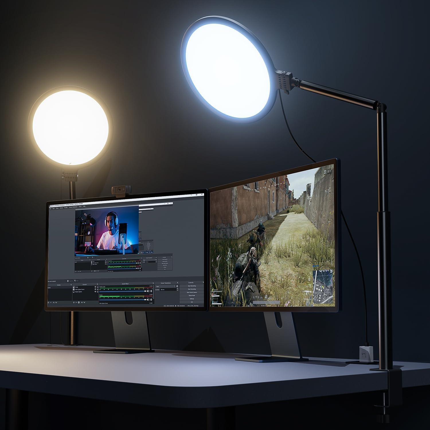 AIPUDE10.2" Desk Ring Light with Stand for Zoom Meetings, 360° Rotate & Flexible Height Video Conference Light, Adjust Arm Desk Lamp Zoom Light for Home Office