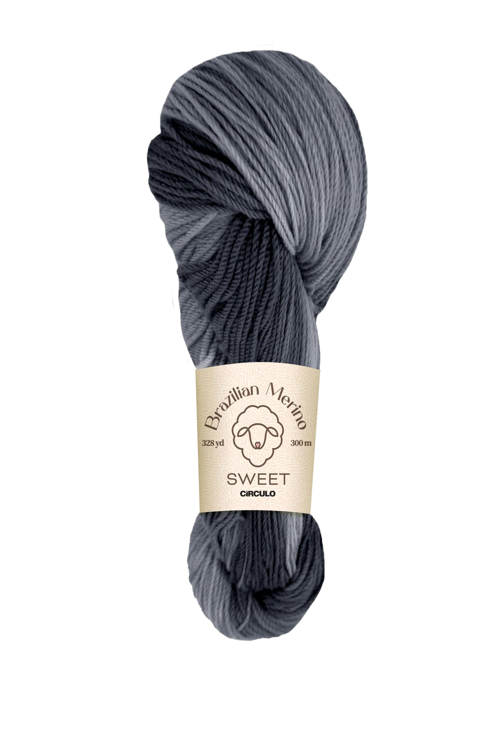 CÍRCULO Sweet Merino Wool Yarn - 100% Brazilian Merino - Washable, Soft, Warm, and Luxurious - Perfect for Knitting & Crochet - DK - 328yds / 3.52oz (9018 - Pewter)