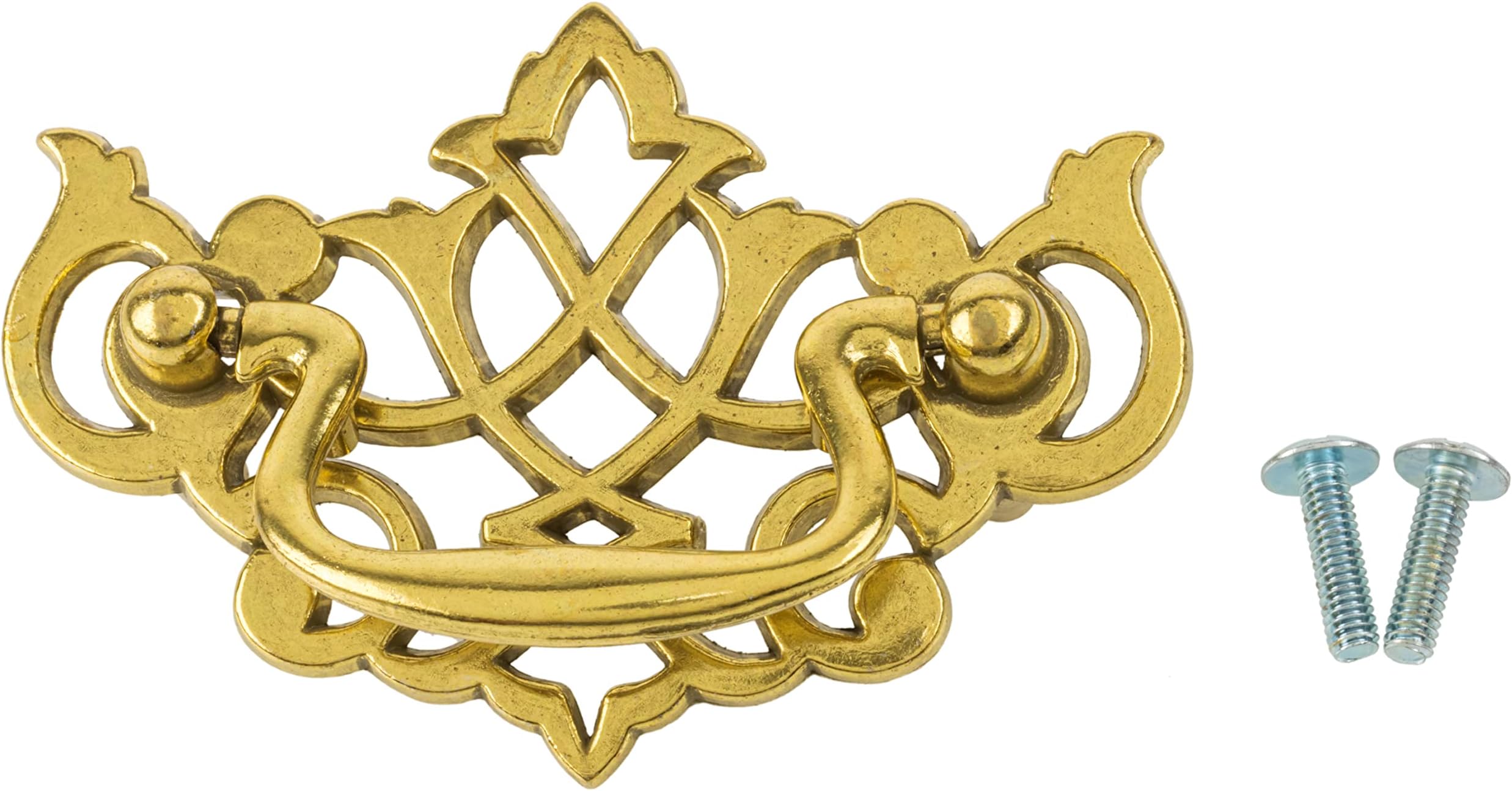 Queen Anne Chippendale Satin Brass Drawer Bail Pull | Centers: 2-1/2" | Handle for Antique Cabinet Door, Dresser Drawer, Desk | Furniture Reproduction Hardware | HRT-P4130-P-1067-B-1740 (1)