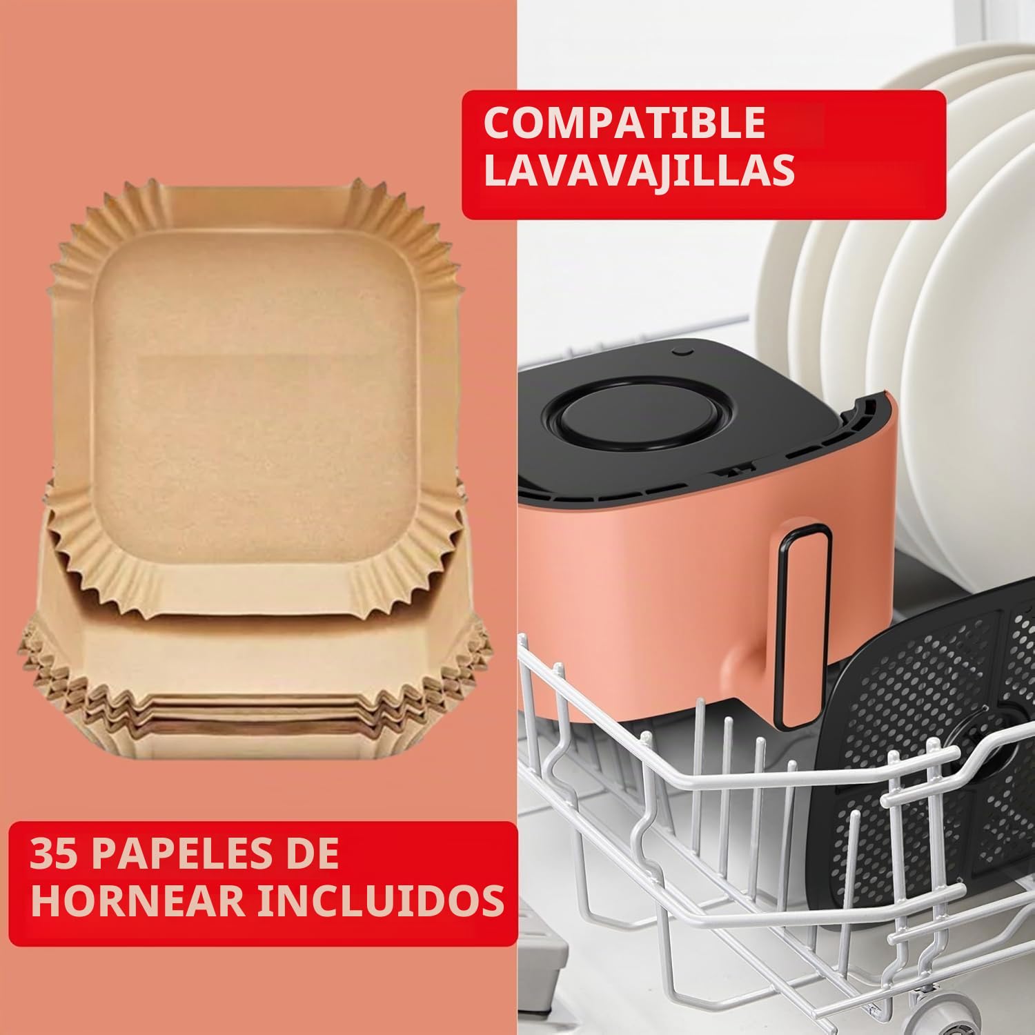 Moulinex Easy Fry POP TERRACOTTA 5L, freidora de aire, hasta 6 personas, 10 programas intuitivos, pantalla táctil digital, ahorro de tiempo y energía, EZ245TF0