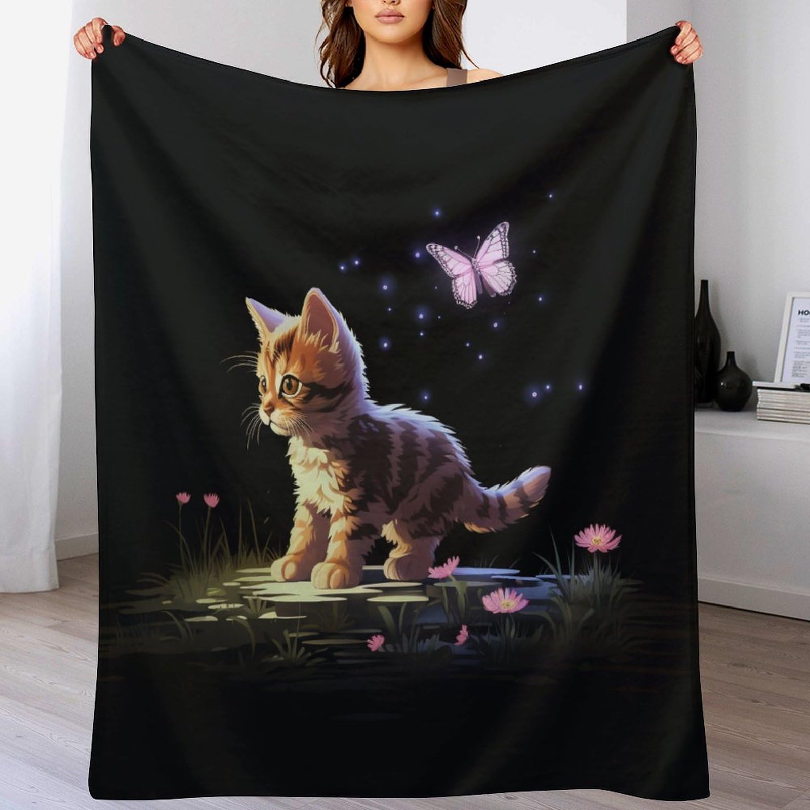 Couverture canapé chat mignon en flannel douce et chaude 140x180cm
