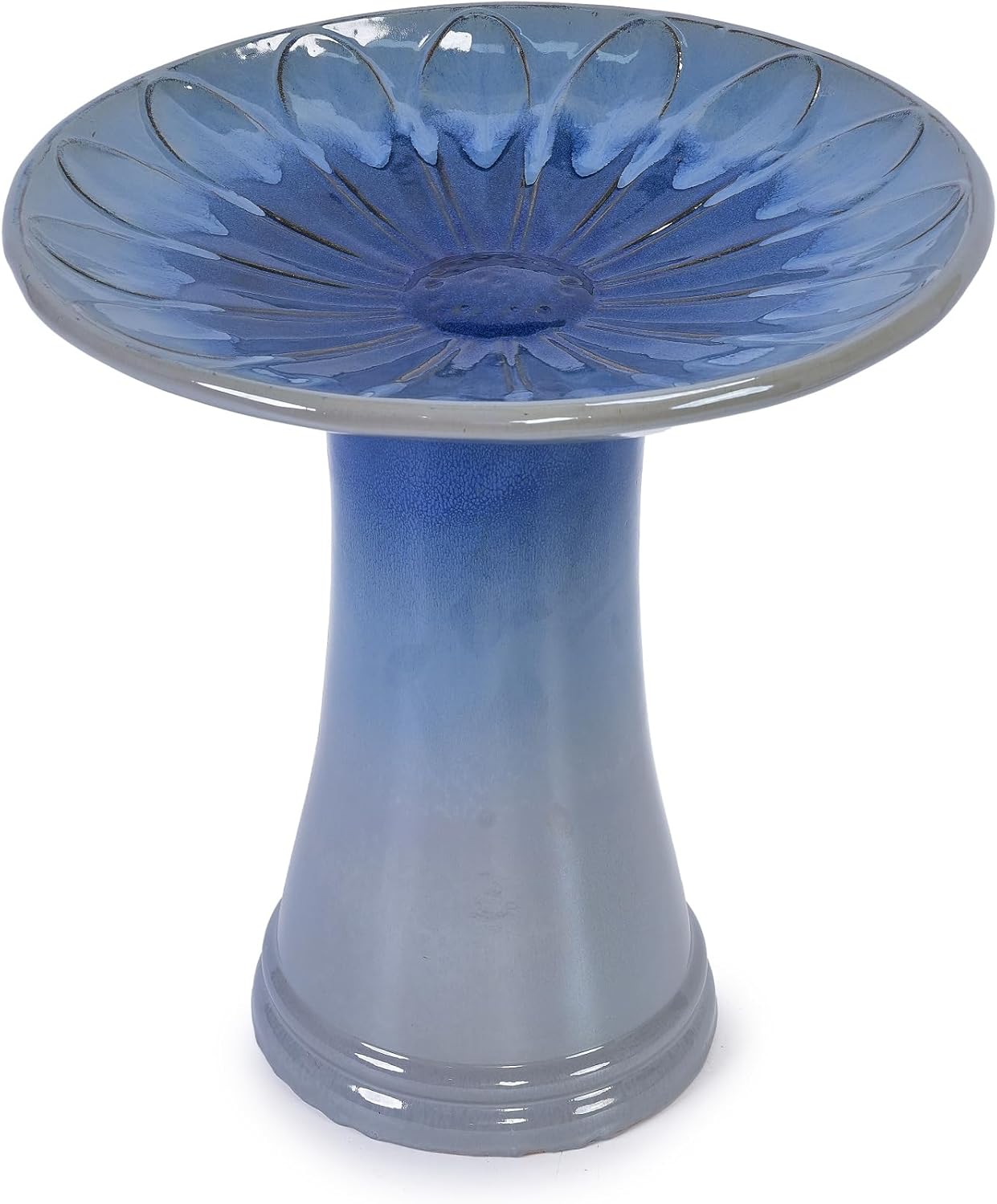 Elevated Ceramic Garden Bird Bath with Artisanal Glaze