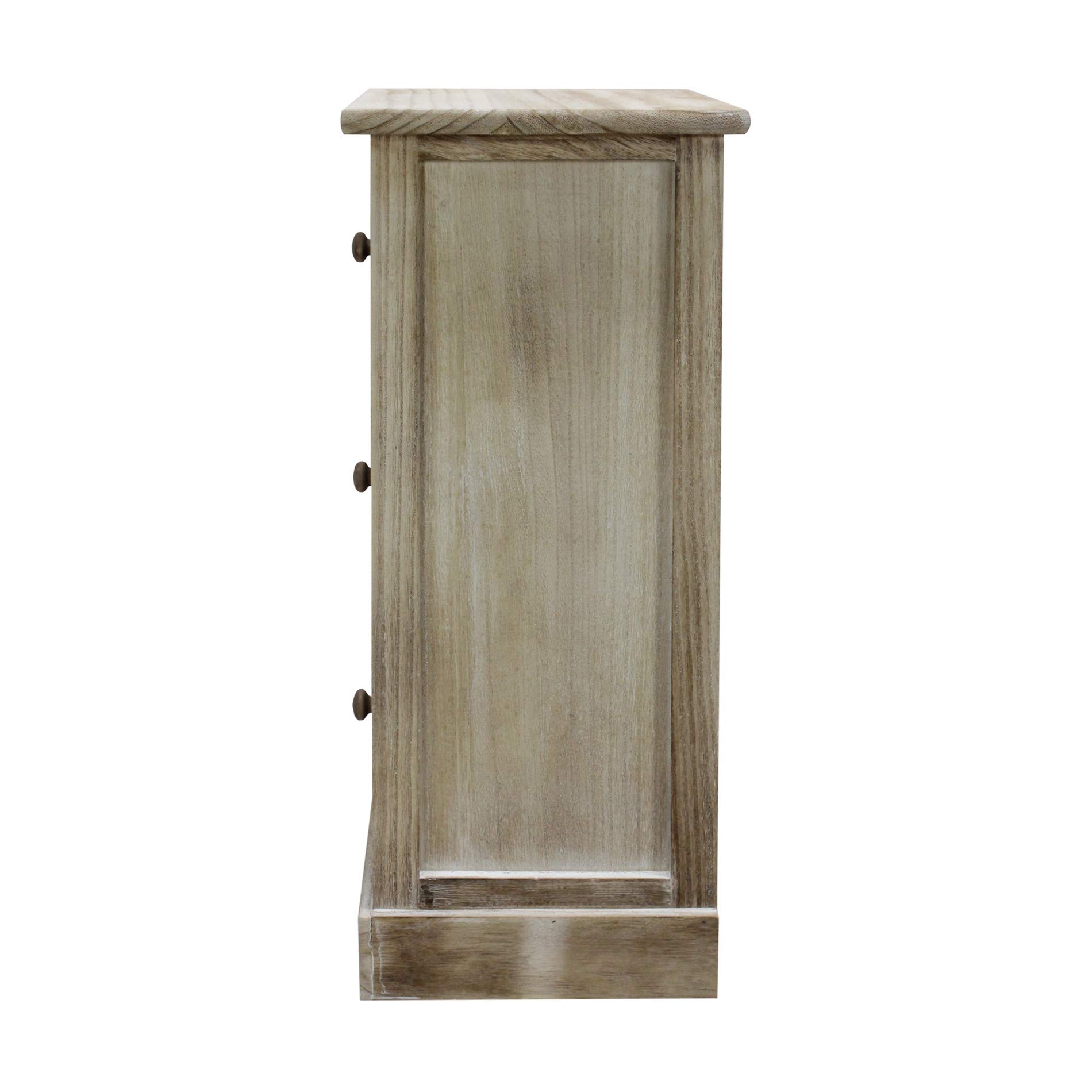 Rebecca Mobili Cómoda con 3 Cajones, Mesita de Noche Estrecha Shabby, Madera Blanca Beige, Recibidor - Medidas: 63 x 29 x 25 cm (AxANxFON) - Art. RE6535