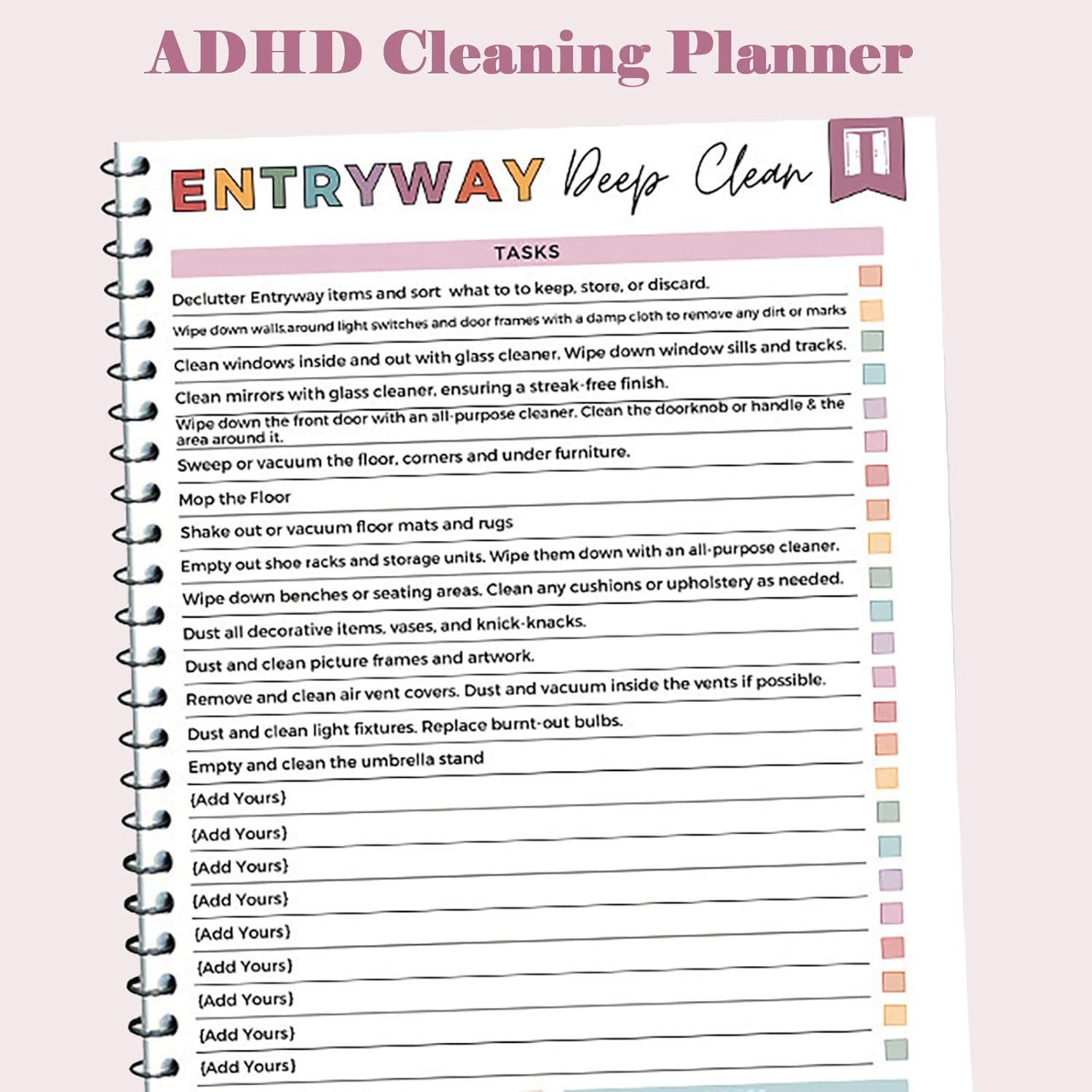 2 Pack ADHD Cleaning Planner Schedule and Checklist ADHD Cleaning and Organizing Planner Chore Chart for Adults Easily Simplifies Daily Cleaning for Adults (2PC)