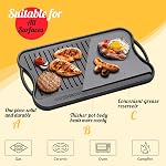 Overmont Reversible Grill Pan Cast Iron Pan 17x9.8 Pre-Seasoned Skillet with Handles for Stovetop Open Fire Oven, Scrapers Included
