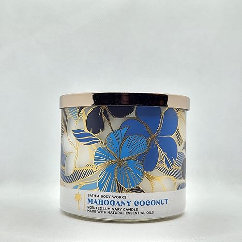 Bath & Body Works, White Barn - Vela de 3 mechas con aceites esenciales, 14.5 onzas, aromas de primavera 2022 (coco caoba)