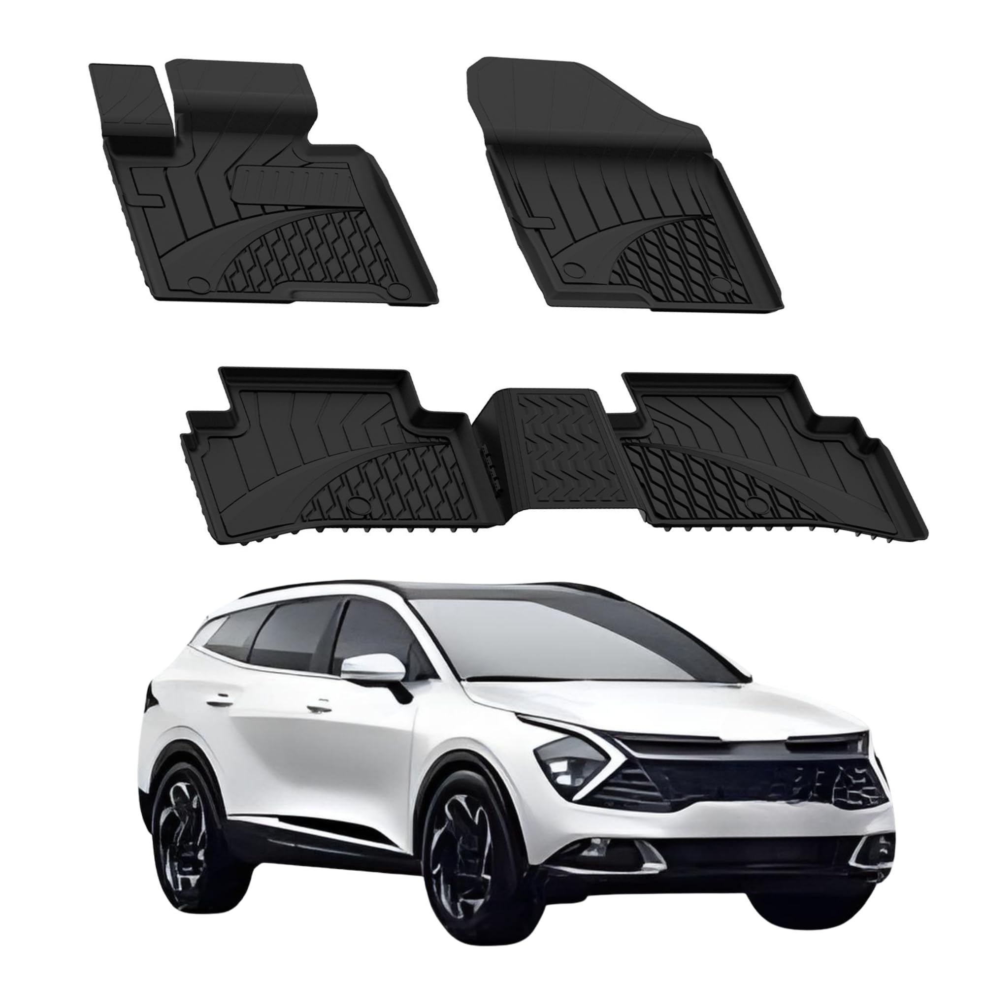 Sahler Tappetini per auto compatibili con Kia Sportage 2021-2026 | 4.5D Premium TPE gomma antiscivolo tappetini in gomma impermeabile auto tappetino nero (non compatibile con il modello Plug-IN ibrido