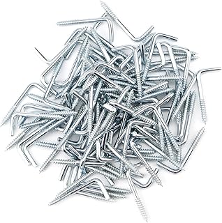 SLOHJAL 100Pcs Right-Angle Hooks Self-Tapping Screw Hooks L Shaped Screw Hooks Wall Hooks Metal Photo Frame Screw Hooks for Hanging（35X15mm）