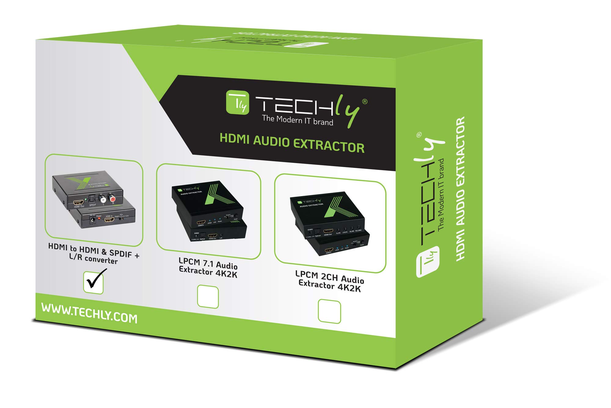 Techly 025732 Estrattore Audio HDMI SPDIF+RCA R/L 4K Nero