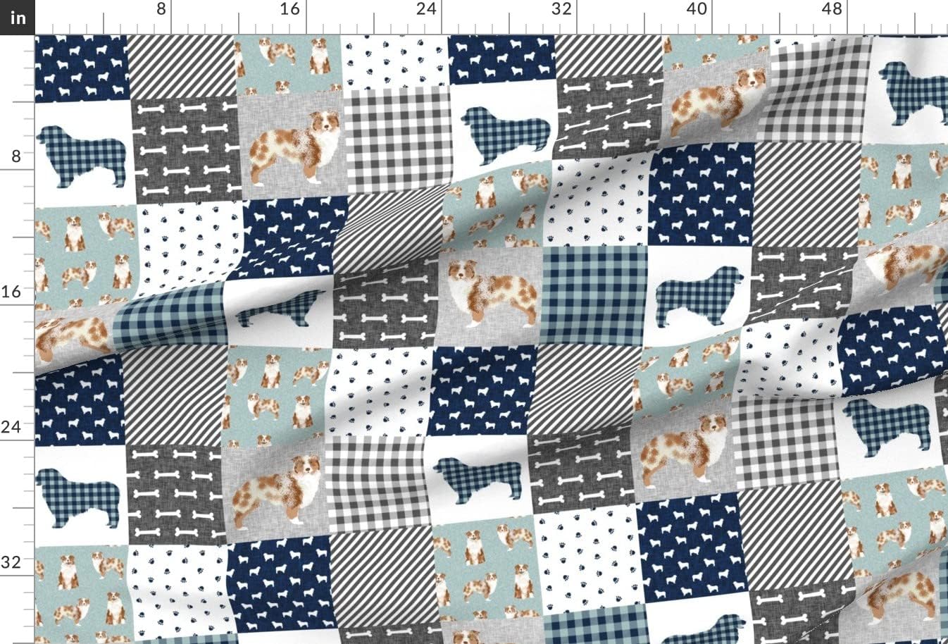 Spoonflower Fabric - Australian Shepherd Red Pet Quilt Cheater Dogs Nursery Portrait Printed on Minky Fabric by The Yard - Sewing Baby Blankets Quilt Backing Plush
