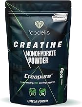 Foodelis Creatine Creapure 500g Powder - 100% Creatine Monohydrate Creapure - Unflavored, Non-GMO, Pure without Additives -Includes Dispenser - High Solubility
