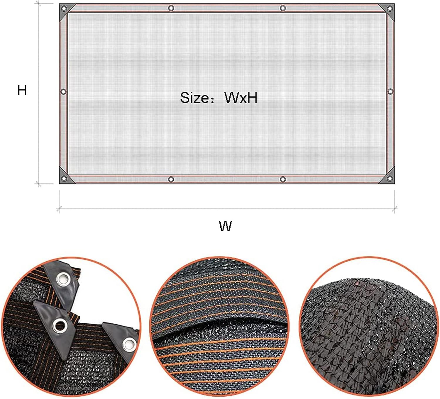 7x13 ft Shade Fabric Sun Shade Cloth Taped Edge with Grommets Sun-Block Mesh Shade for Pergola Cover Canopy