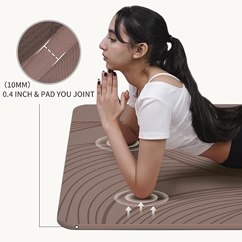 Miniatura 3 de Tapete de yoga grande de 72 x 36 x 0.4 pies, ancho extra y grueso, cómodo, antideslizante, ideal para todo el suelo, para estirar, estudio de yoga,