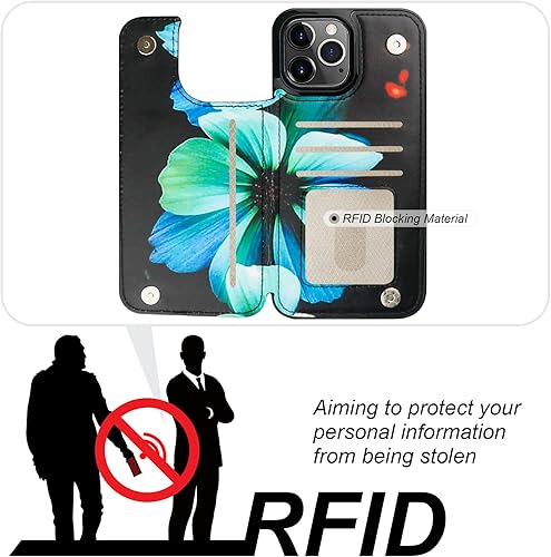 Miniatura 9 de HAOPINSH Funda tipo cartera para iPhone 12 Pro Max con tarjetero y diseño de leopardo blanco con tapa trasera y ranuras para tarjetas de piel