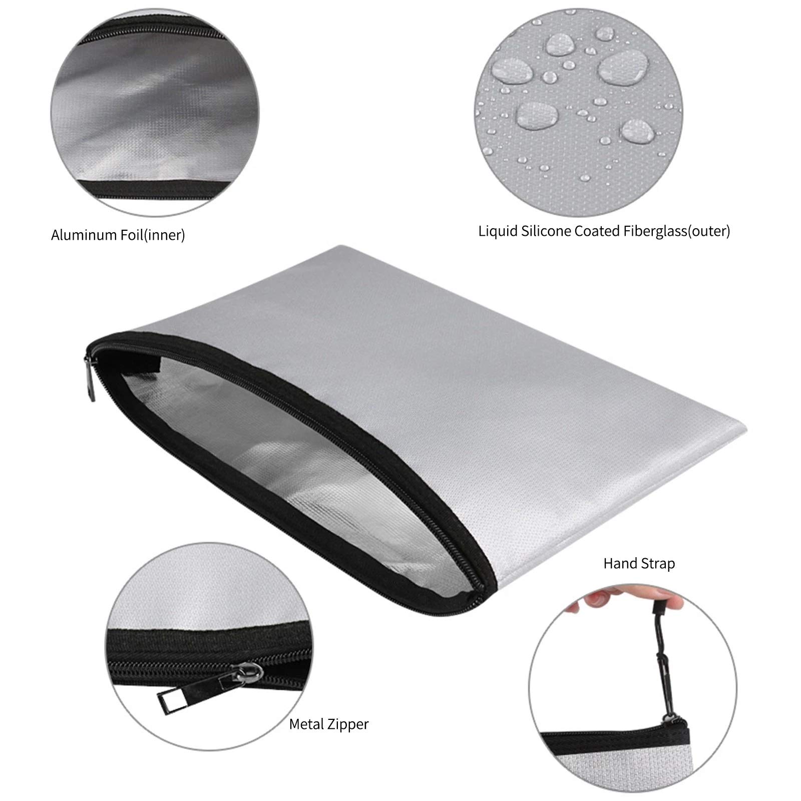 Caja de Documentos Ignífuga Fireproof impermeable carpeta de archivos almacenamiento con cierre cremallera
