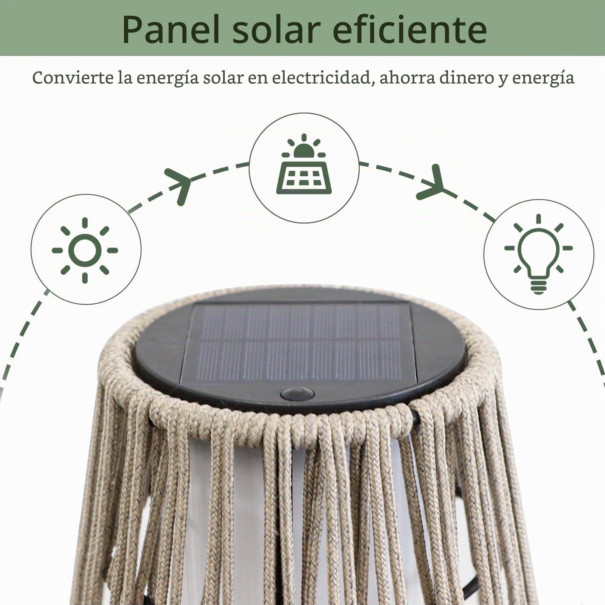 TRIROCKS 2 en 1 Lámpara Solar de Ratán LED para Exteriores – IP44 Resistente al Agua, Lámpara Solar, Lámpara de Jardín Alimentada por Energía Solar/Lámpara Solar para Exteriores para Terraza, Balcón
