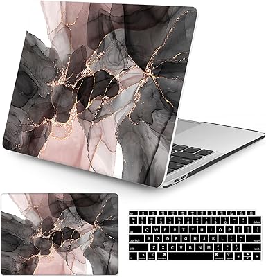 Watbro Compatible with 2022 MacBook Air 13.6 Inch M2 Chip A2681 Laptop Case,Black Luxury Marble Case with Keyboard Cover S...