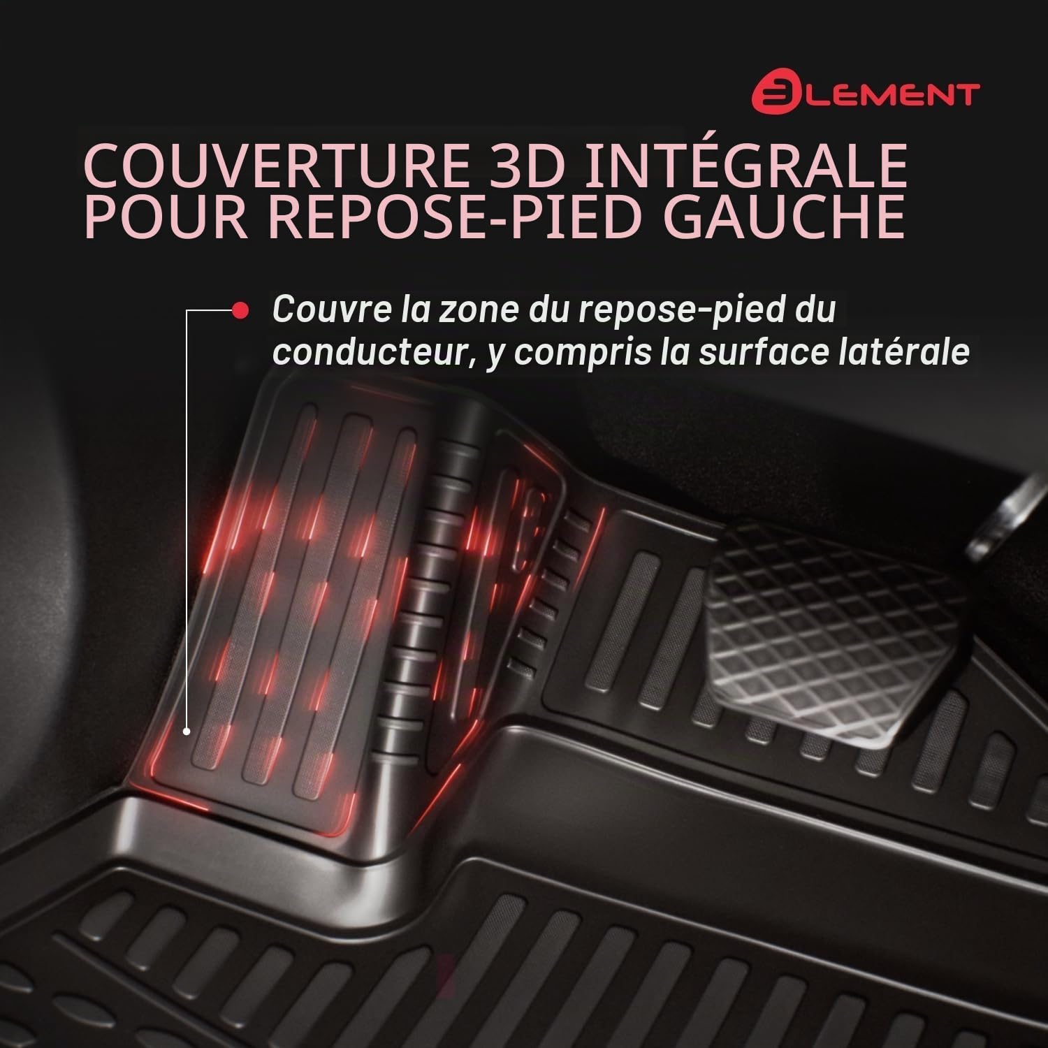 Element Tapis de Sol Voiture en TPE pour 3D Fiat 500x, 2014->, (Europe), sur Mesure, antidérapants, imperméables, Bords Hauts, Protection Toutes Saisons, Facile à Nettoyer