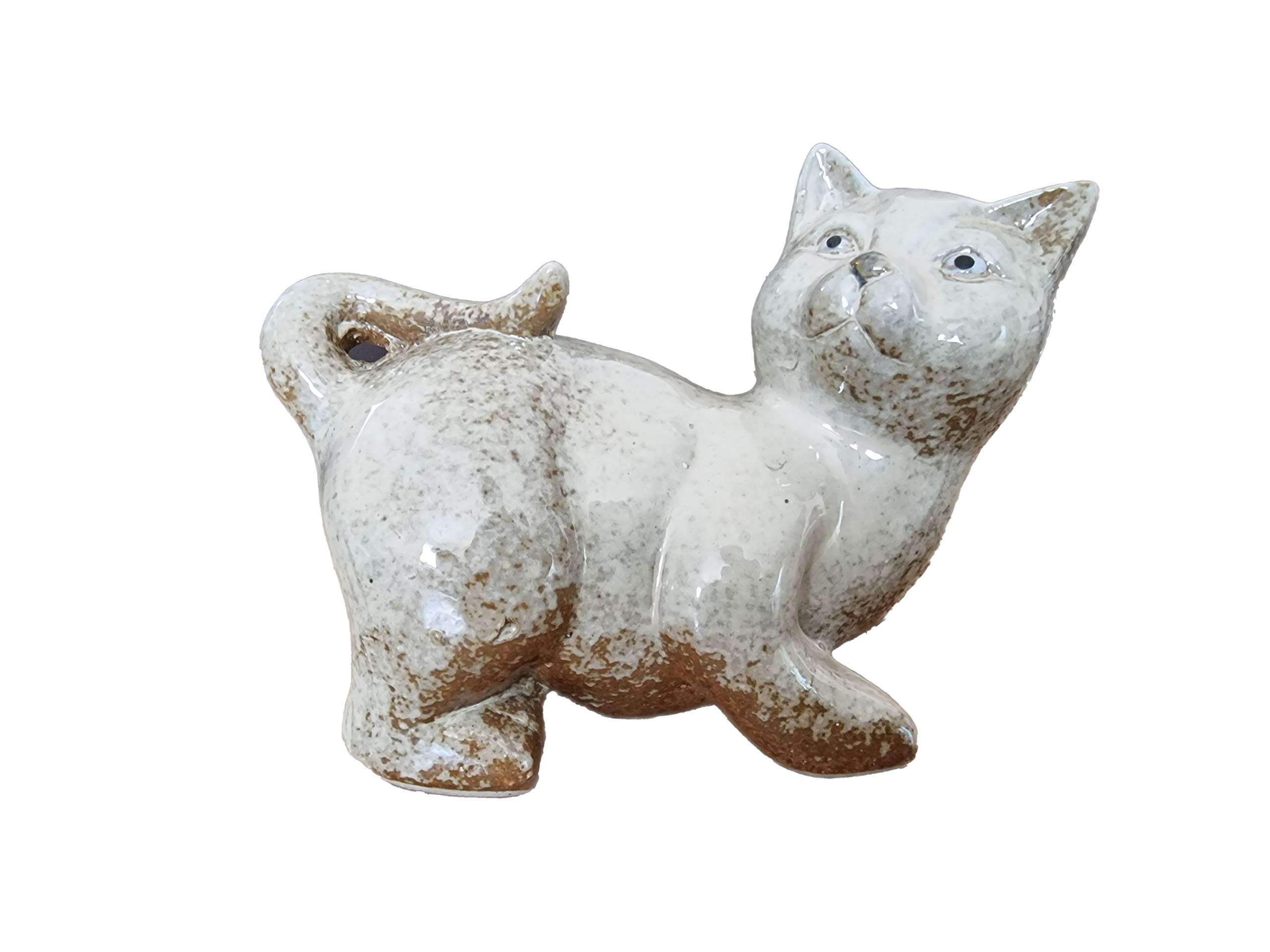 Yorkshire Discounts White Large Pottery Ceramic Cat | Ceramic Cat Gift | Fabulous Hand Made Cat Ornament For A Cat Lover
