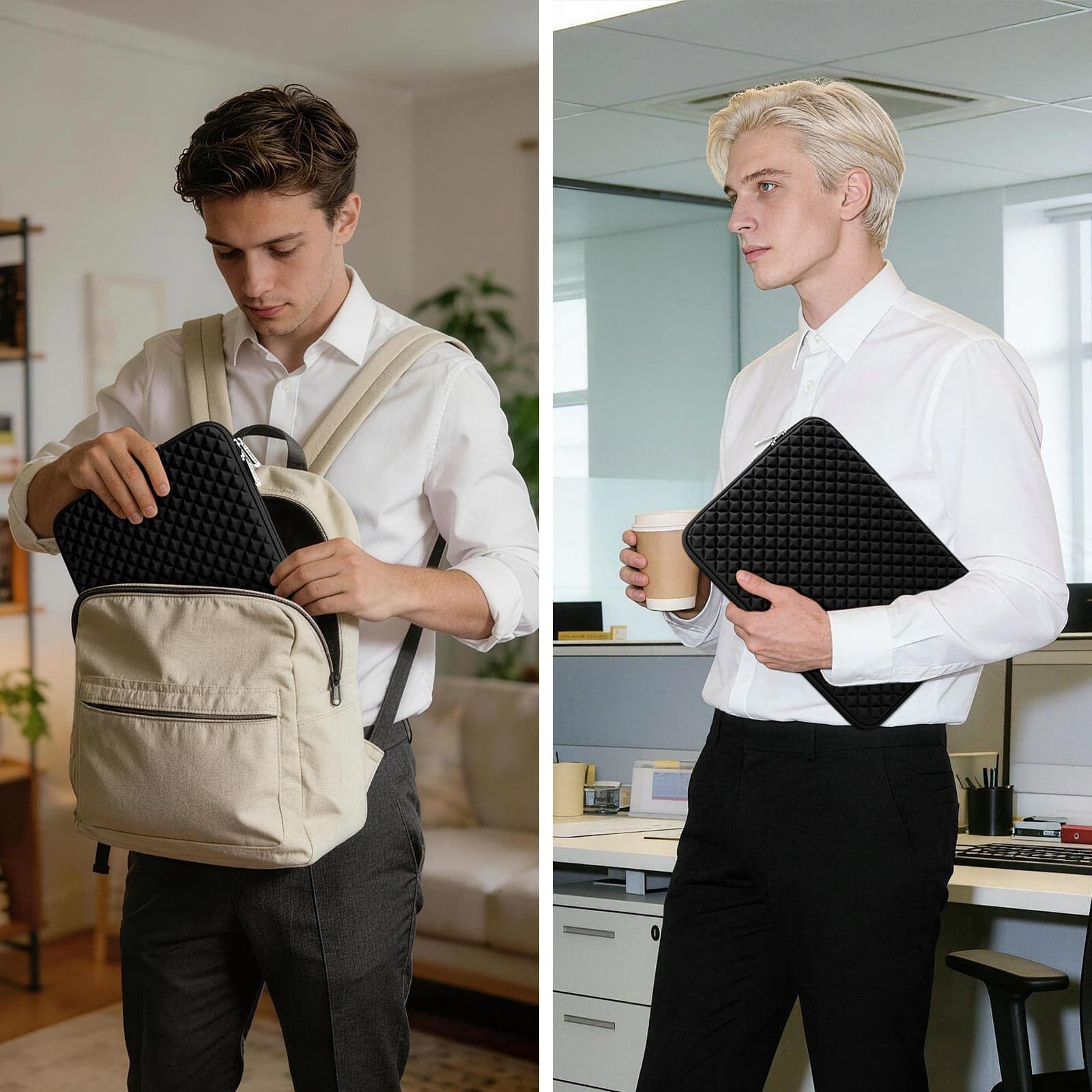 RAINYEAR 13,3-13,6 pollici Laptop Sleeve Borsa imbottita compatibile 14 pollici Macbook Pro/Max M1 M2 M3 M4, 13,6 pollici Macbook A1369 A1466 A1278 e 13,3 pollici PC Notebook Chromebook(Nero)