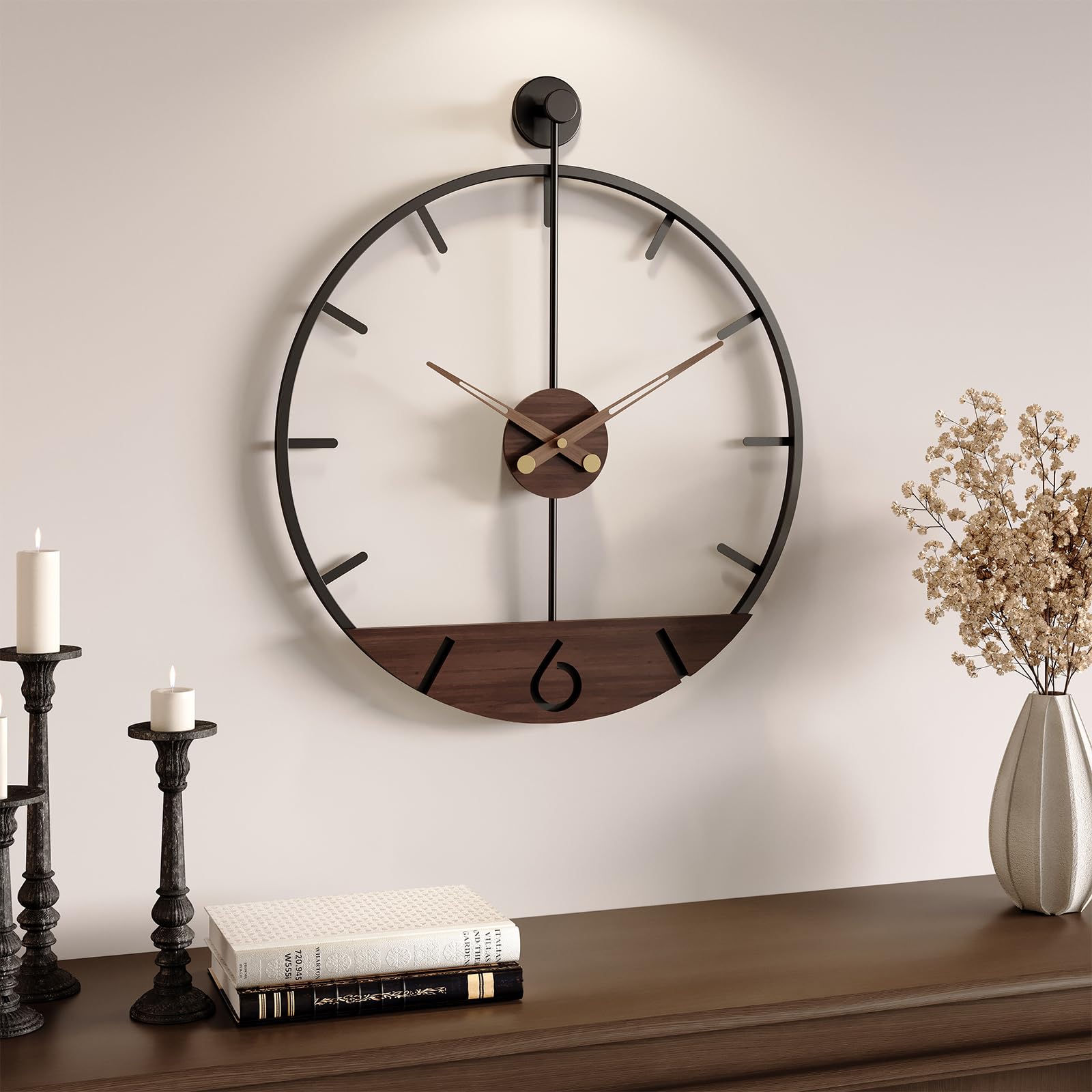 Amazon.com: Cuspin 16 Inch Wall Clock with Walnut Wood Dial
