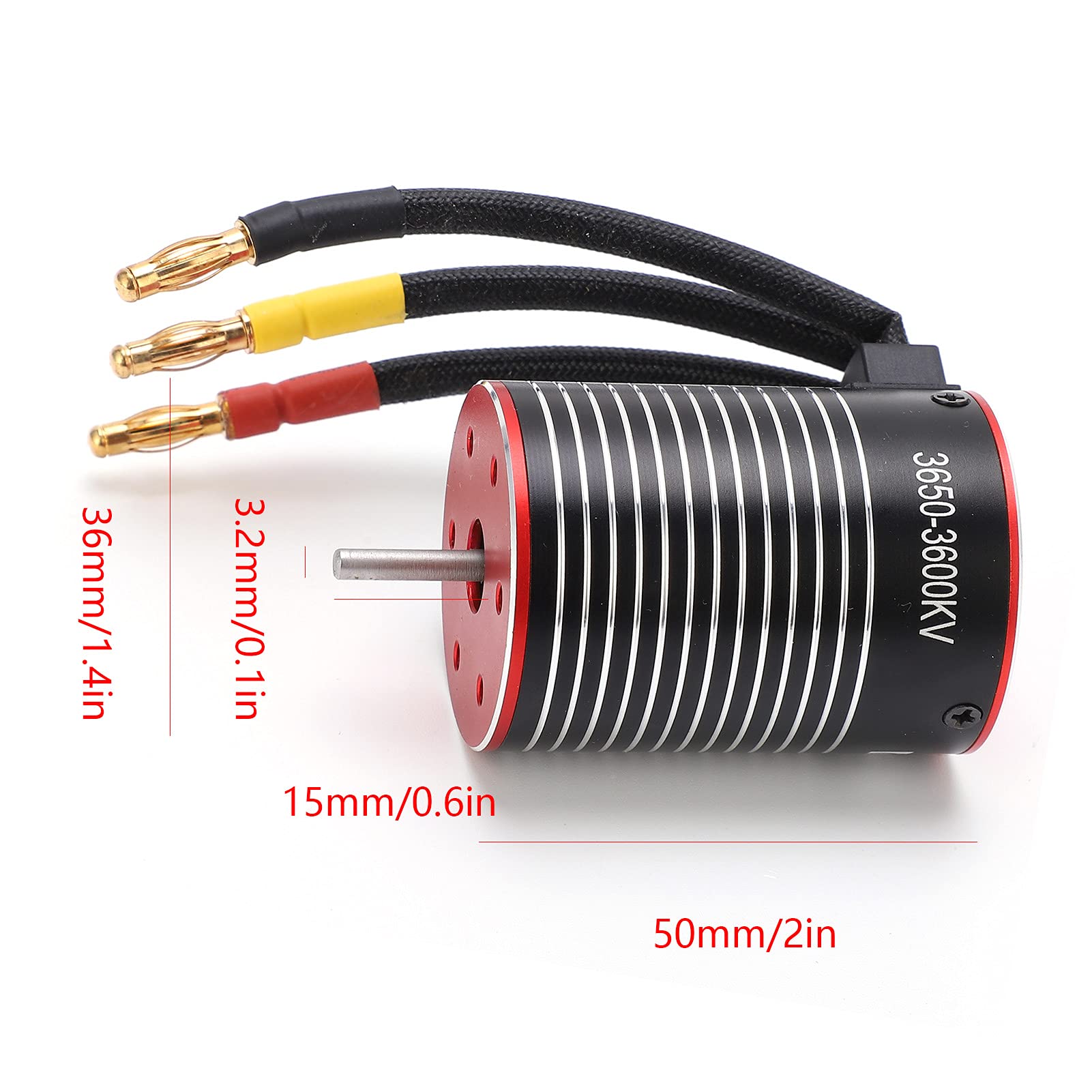 Wodoodporny silnik 3600 kV Wysoki Bezszczotek Wysoki moment obrotowy 4 biegun 12 Projekt gniazda 900 W Power 3650 Typ uniwersalny dla samochodów RC Czarne i czerwone aluminium
