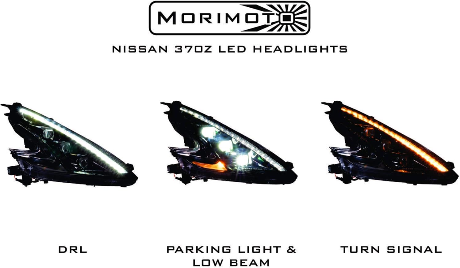 Morimoto XB LED Headlight (LHD), Fits 2008-2020 Nissan 370Z, Plug and Play Housing Upgrade, DOT Approved LED Assembly with Switchback Sequential Turn Signals & UV Coated Lens (1x LF474-ASM)