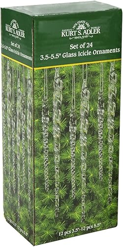 Miniatura 6 de Kurt Adler - Adorno de cristal transparente para hielo 35 55 pulgadas 24 unidades Vidrio Transparente Paquete de 1