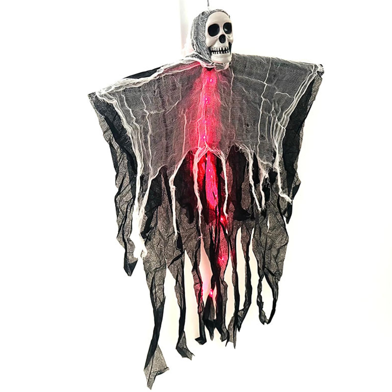 Hsioluted Halloween Skeleton Specter with Light Skull Specter Ornament Hanging Specters Party Supplies for Holiday Decoration Halloween Hanging Lighted Skull Ornament Skeleton with Light