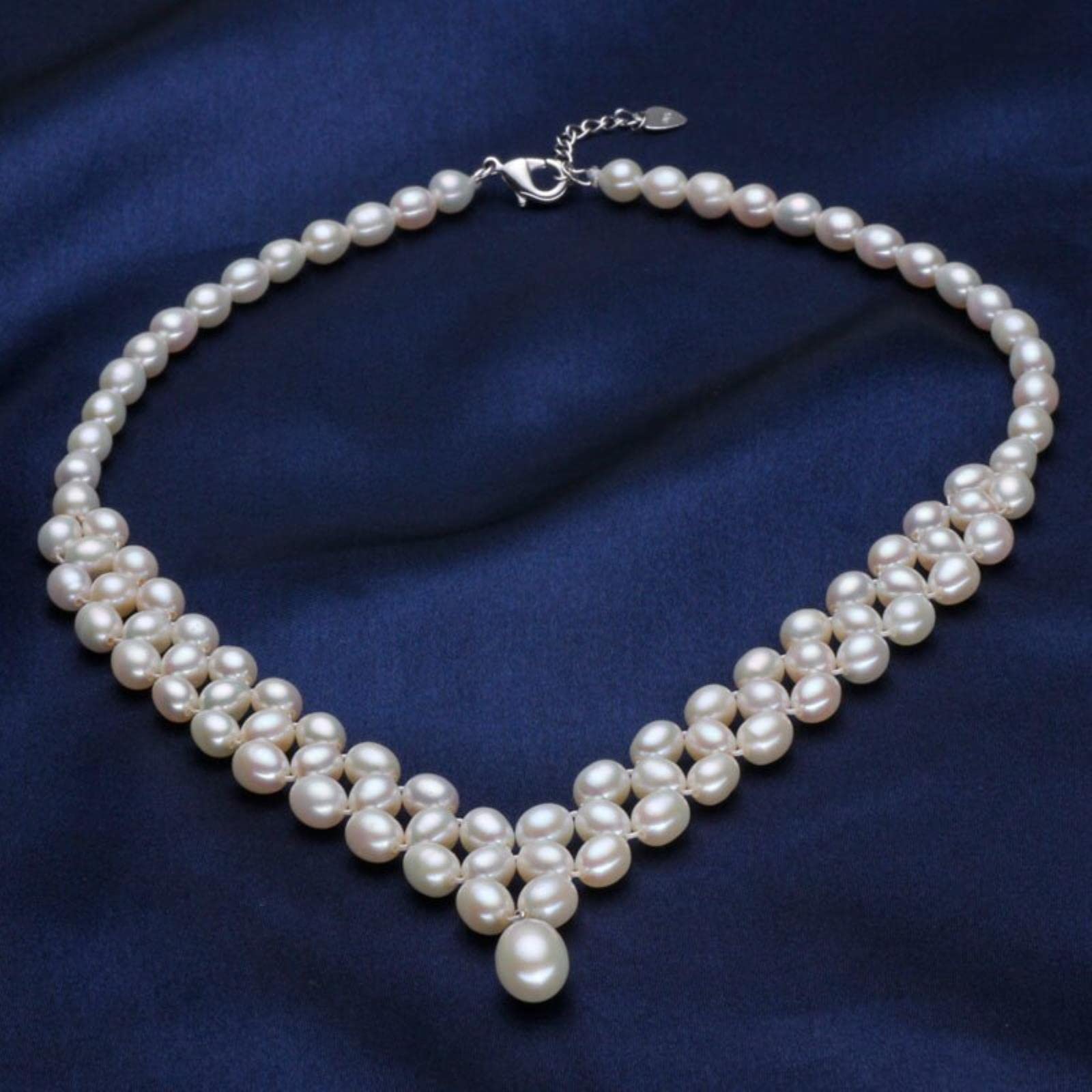 Collar De Perlas Naturales De Agua Dulce con Cierre De Plata De Ley 925 Auténtica, Joyería De Perlas para Mujer, Novia, Boda