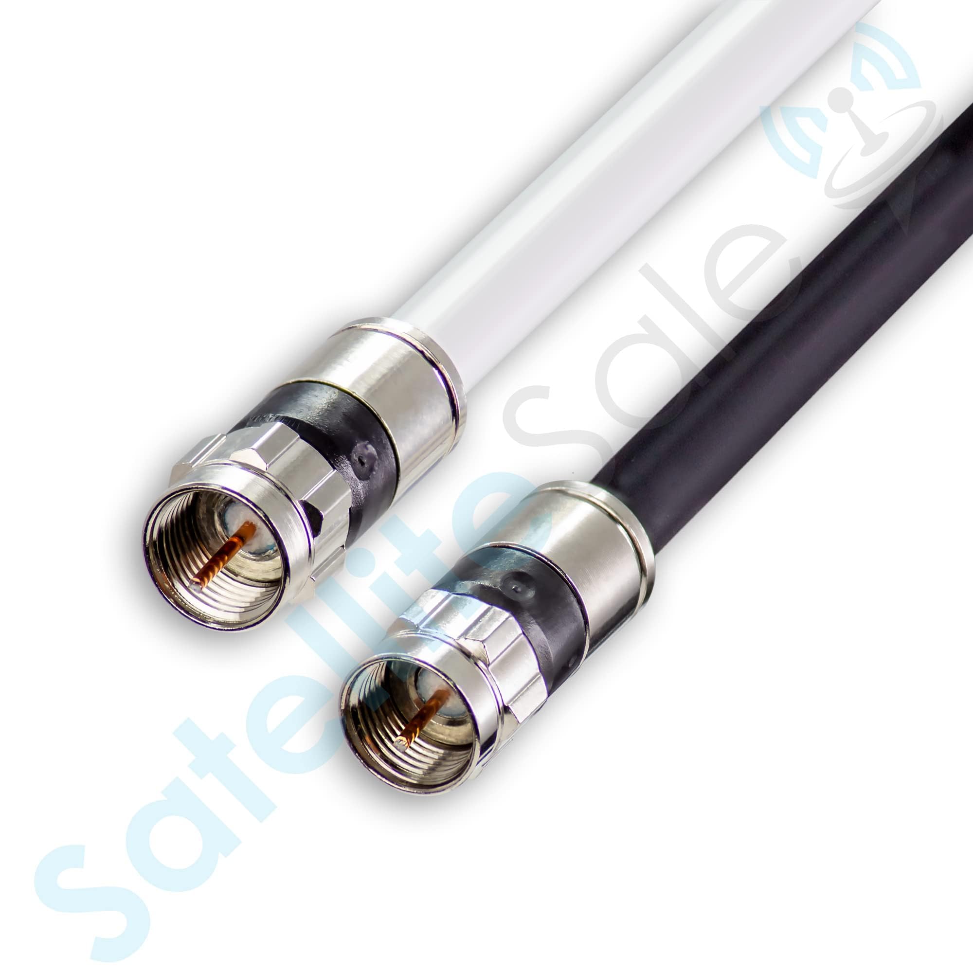 SatelliteSale Digitales 75 Ohm RG-6/U Koaxialkabel mit F-Stecker, für Innen- und Außenbereich, universelles Kabel, Weiß, 61 m