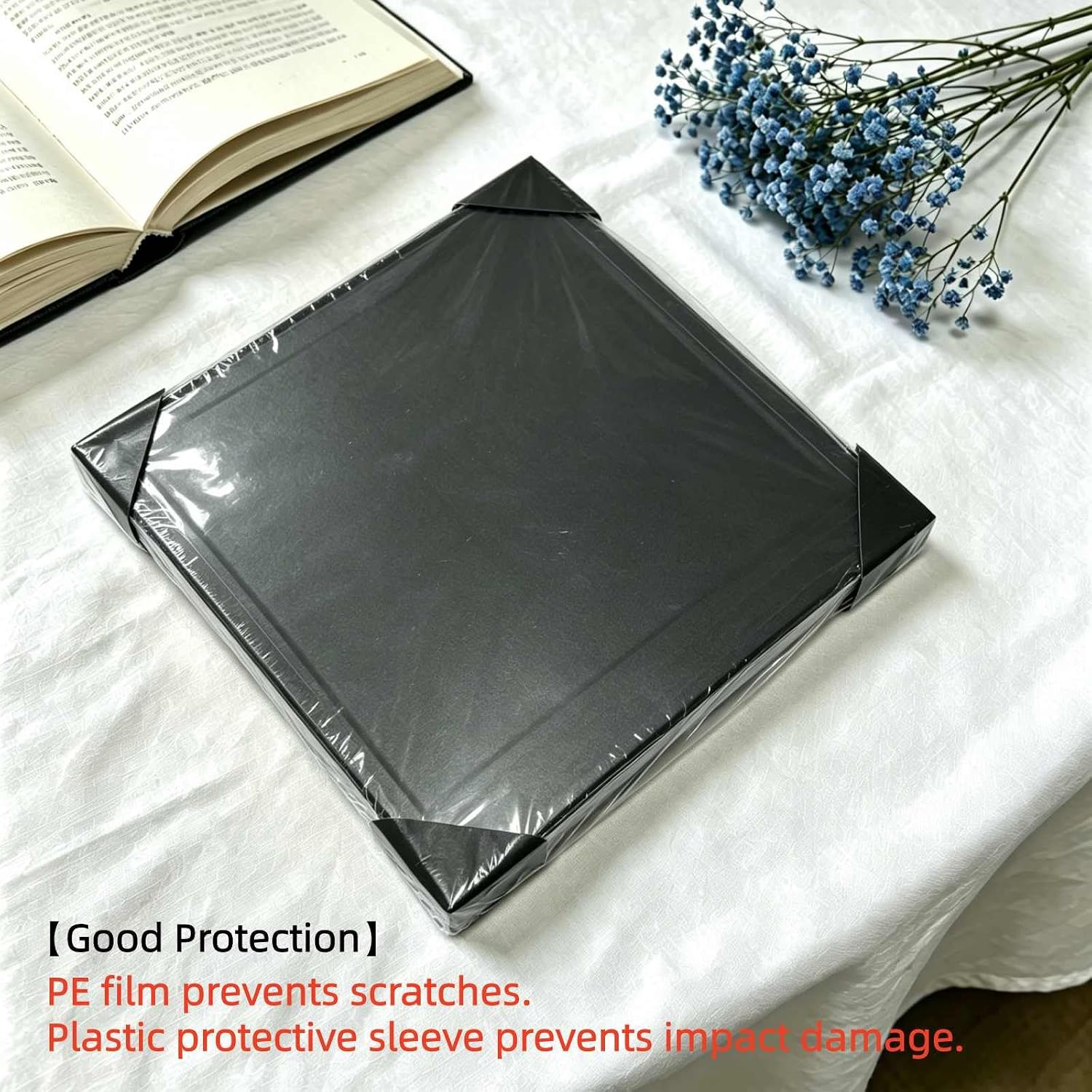 PACKGILO 10x10 Gift Boxes with Lid Black Square Gift Boxes 2 Pack | 10x10x8 Inches Black Box with Lid for Presents Includes Crinkle Paper, Ribbon, Alphabet Stickers, For Christmas, Birthday