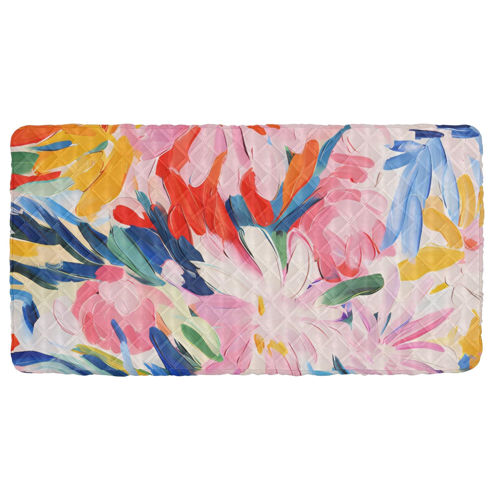 Portable Toddler Bed Sheet for Kids Artistic Floral Pattern Travel Bed Fitted Sheet