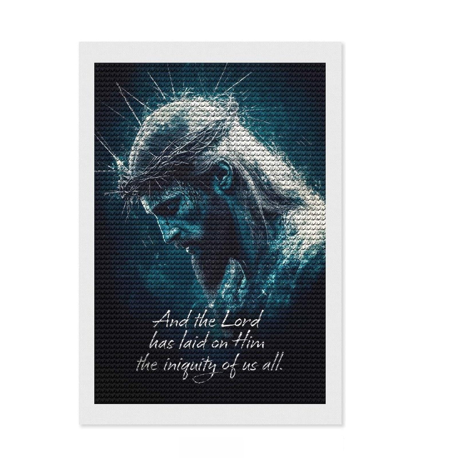 Junmoney Jesus Christ Lamb of GOF Diamond Art Canvas 8"x12", for Women, Sparkling Round Gems, Gift Idea, Boho Decor, Satisfying Creative Project