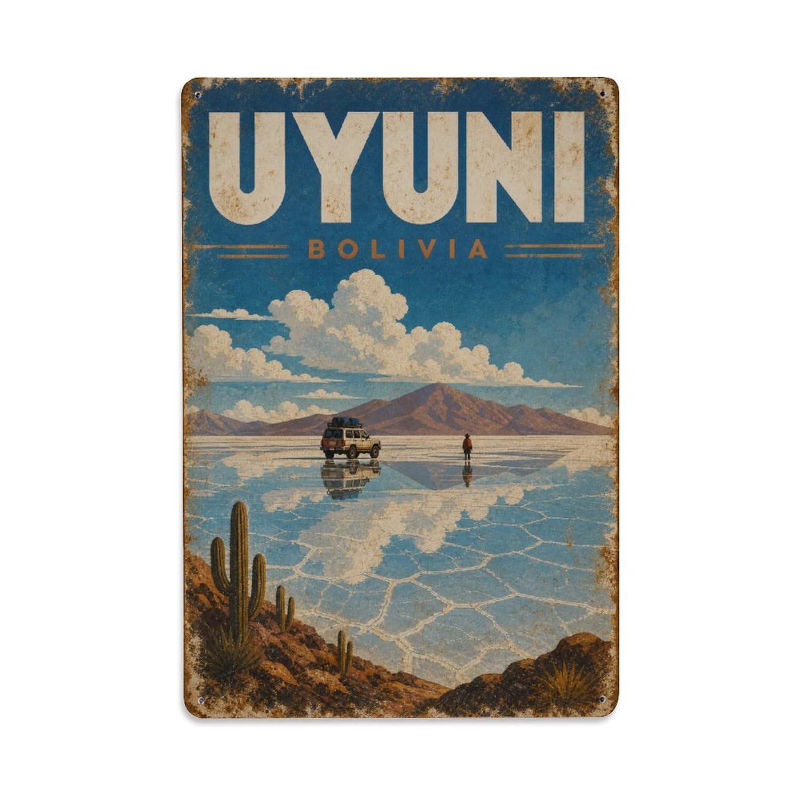 Metal Tin Sign Travel Vintage Bolivia Uyuni