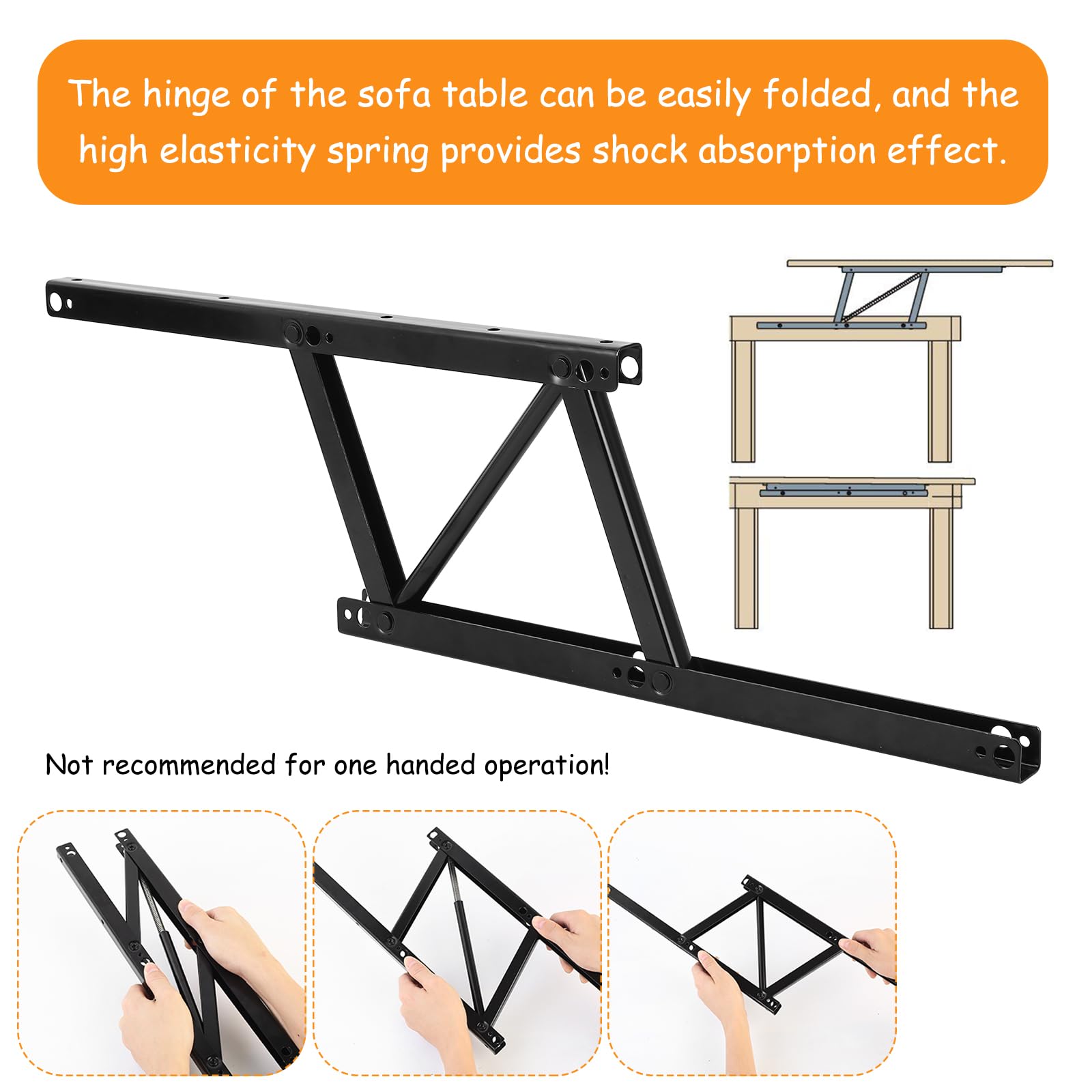 1 Par Bisagras Abatibles para Mesa de Centro, Soporte de Marco de Escuadras Abatibles Bisagras de Resorte Bisagra Elevables Plegable 40 kg con Mecanismo para Mesas Café y Accesorios de Montaje