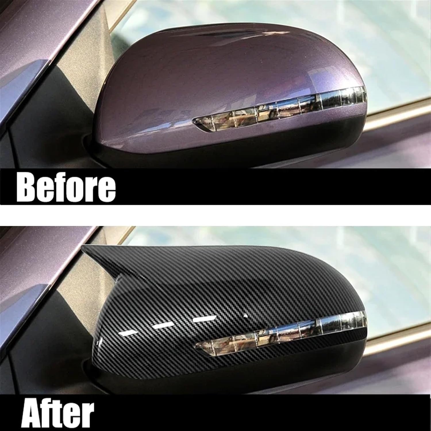 Compatible For KIA K2 2011-2016 RIO 3 2011-2017 Car Rearview Side Mirror Cover Sticker Wing Cap Exterior Door Case Trim Carbon Fiber Black(With lamp Carbon)