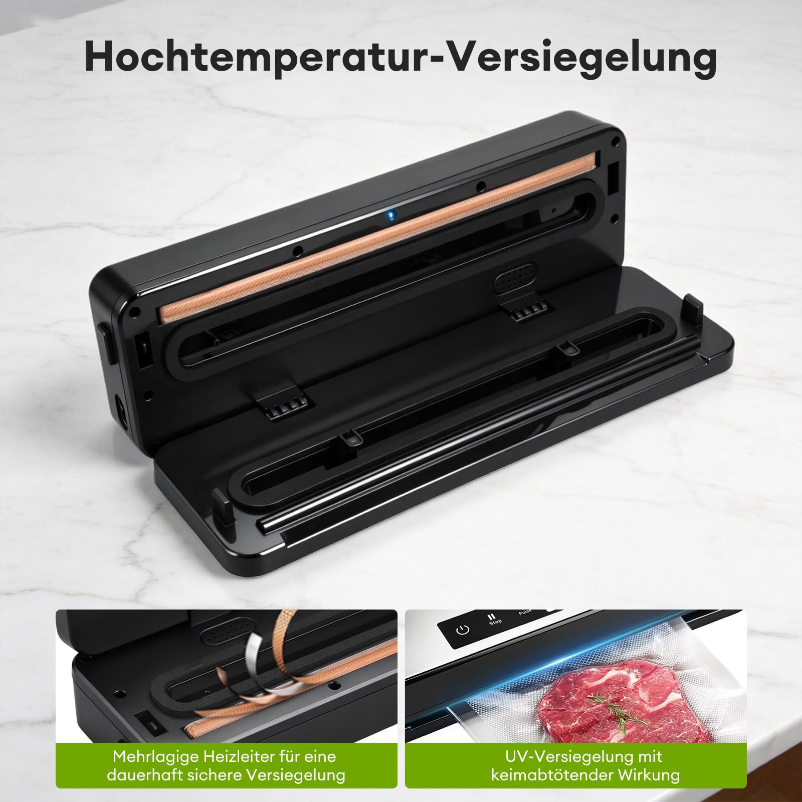 Vakuumiergerät 4-in-1 für Lebensmittel mit Pulsfunktion, Trocken & Feucht Modus