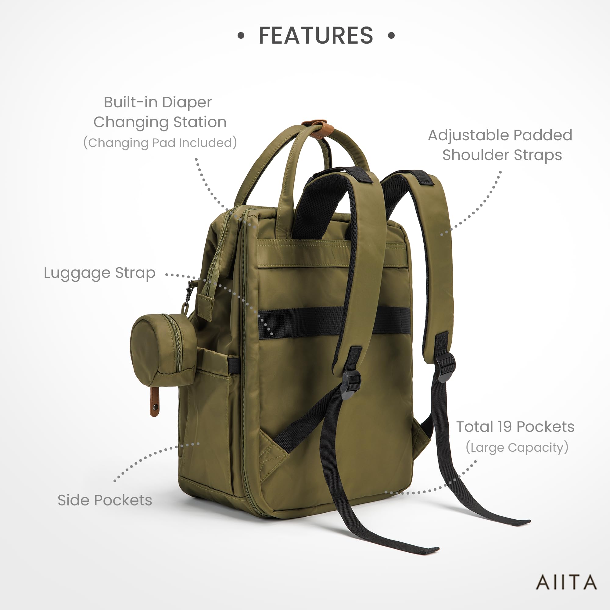 Wickeltaschen-Rucksack, multifunktionale Wickeltasche mit Wickelunterlage, Baby-Wickeltaschen für Jungen und Mädchen, stilvoller Reiserucksack mit großer Kapazität für Mütter, Väter,